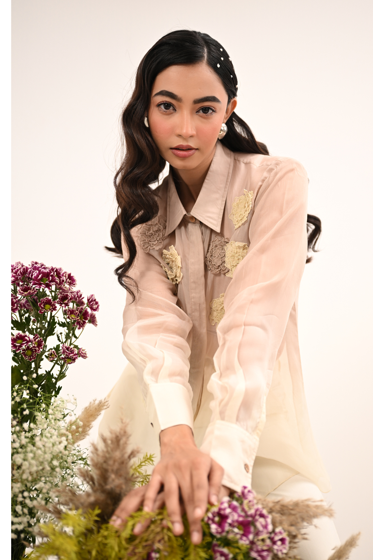 Rosette Organza Shirt