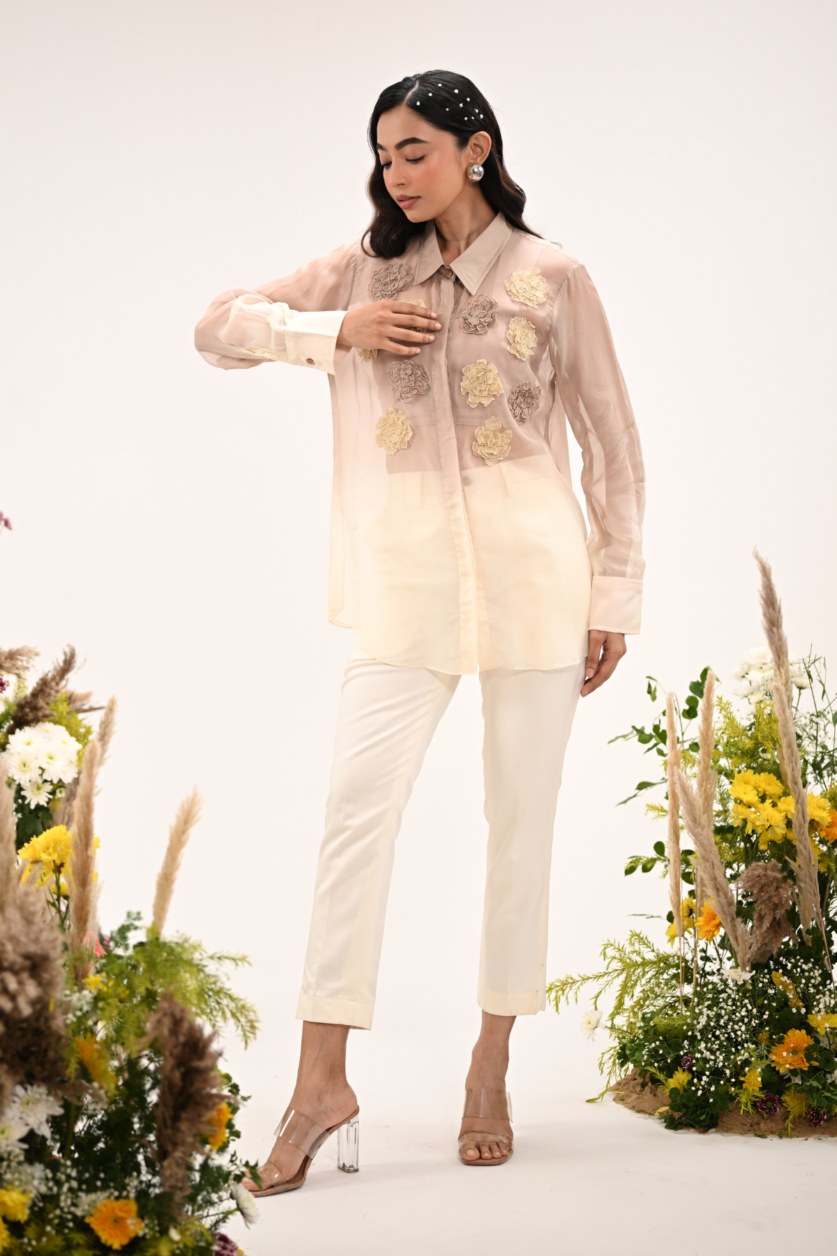 Rosette Organza Shirt