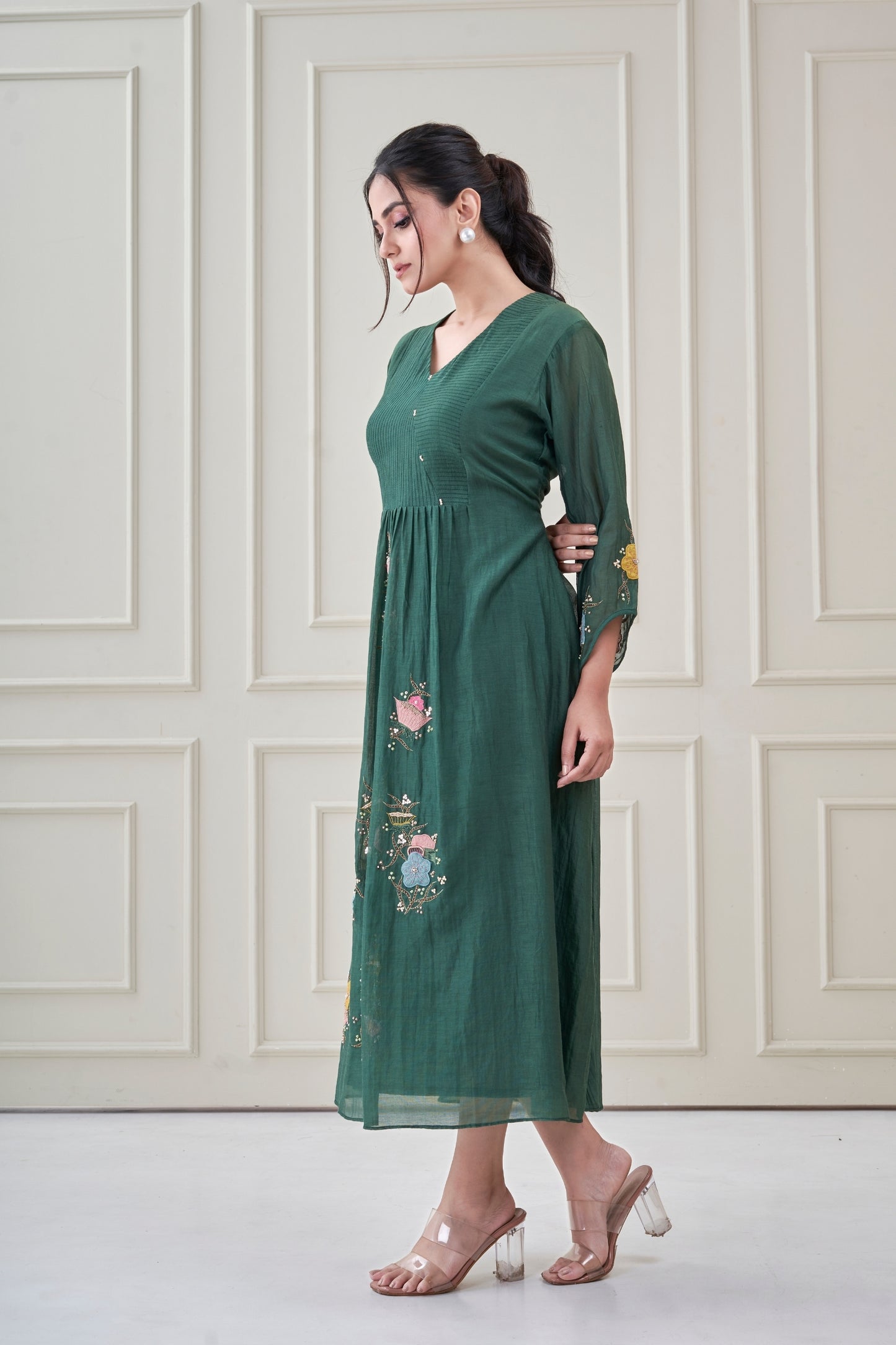 Bottle Green Fleur dress