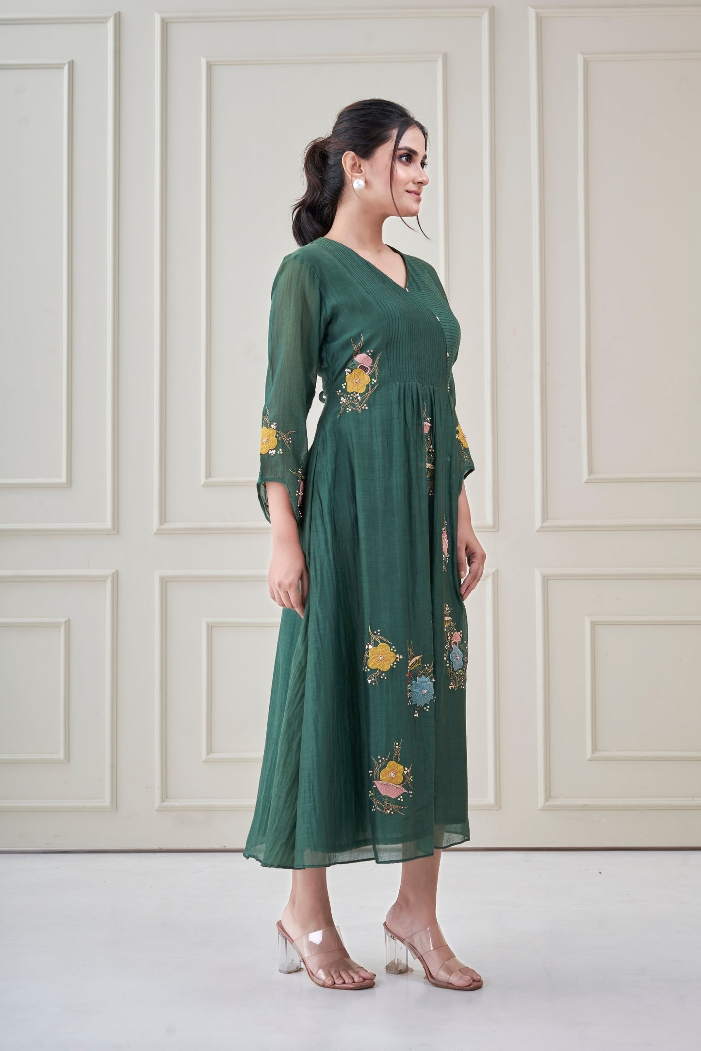 Bottle Green Fleur dress