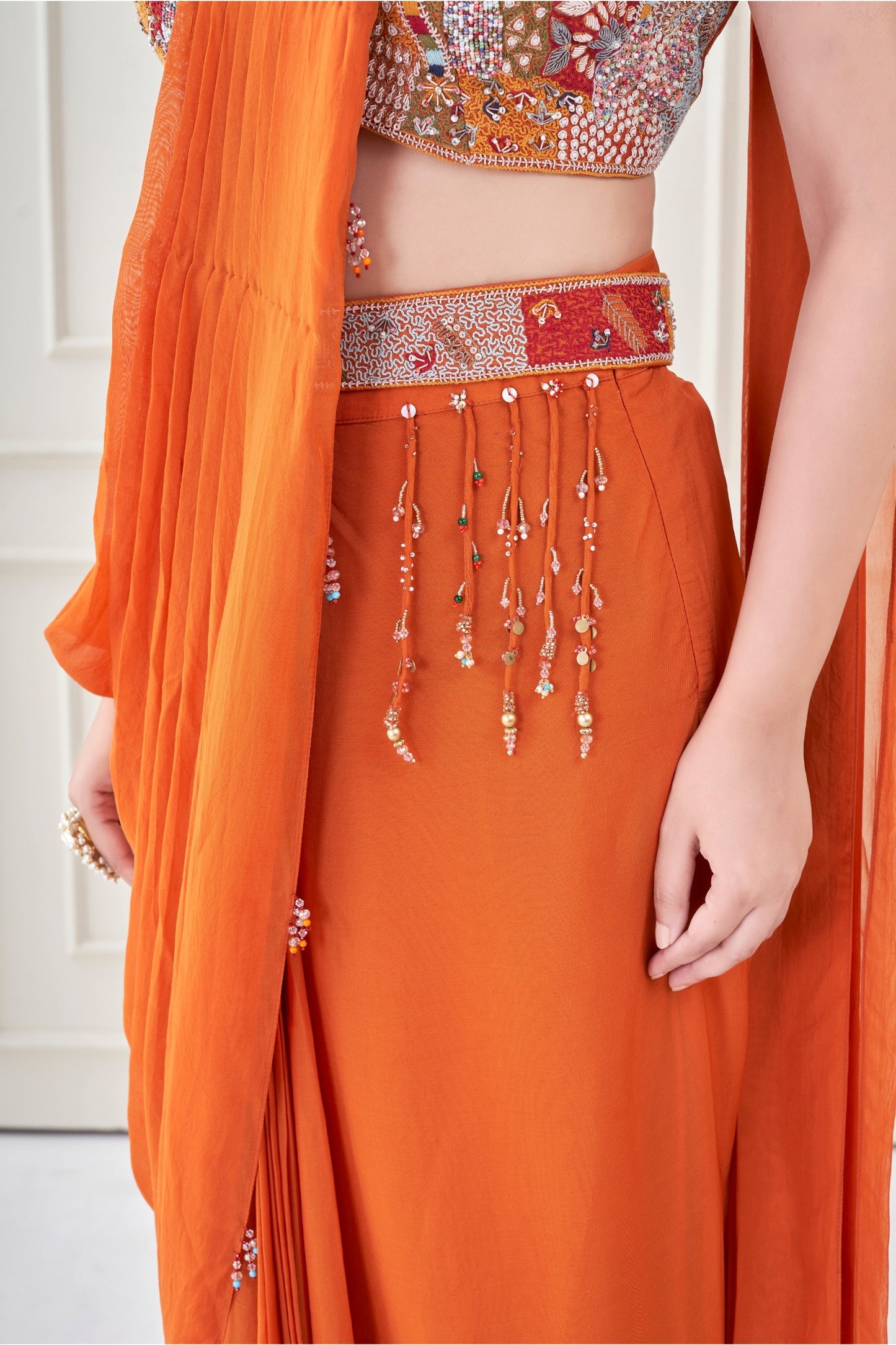 Burnt Orange Heer Saree set
