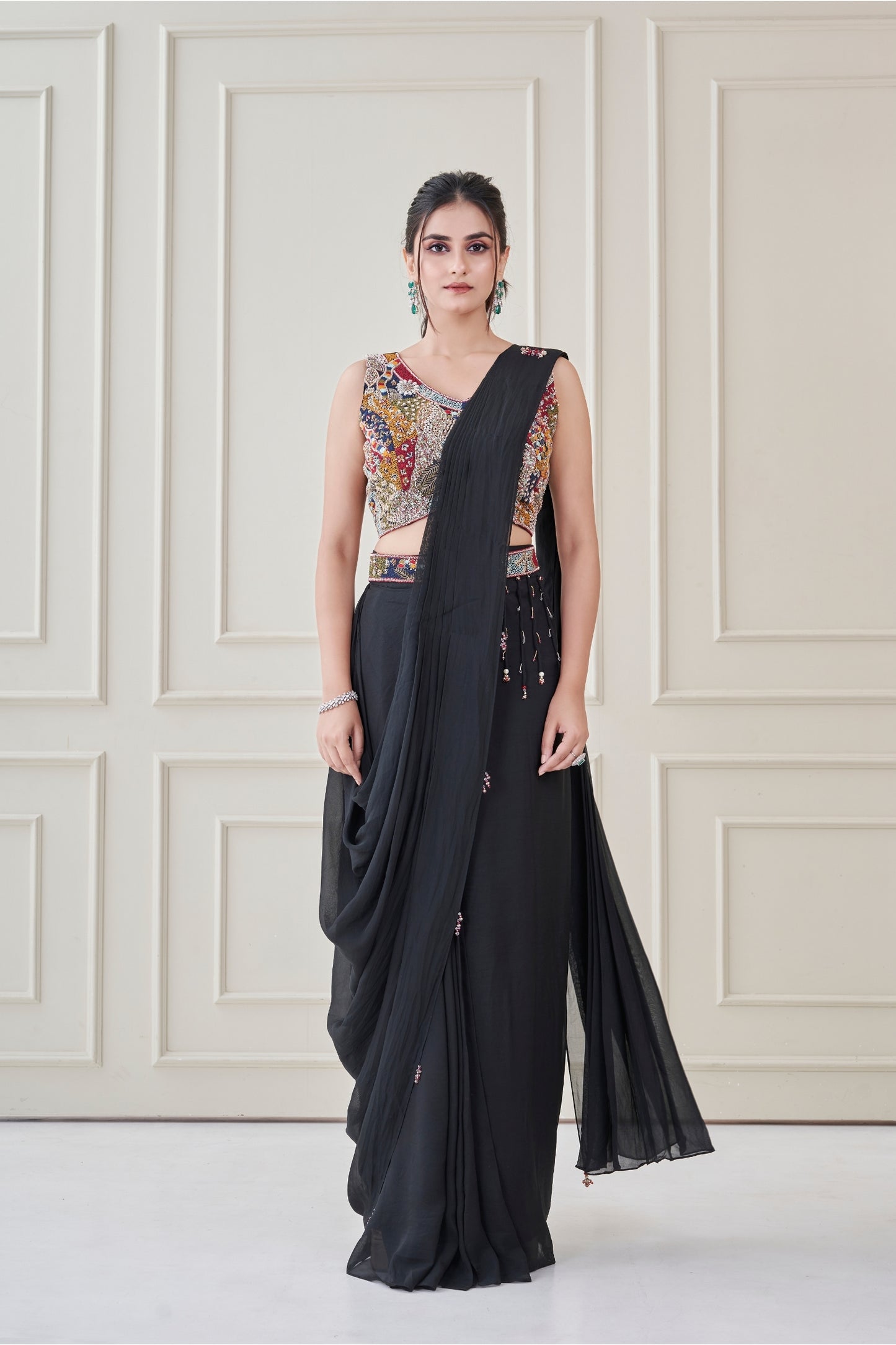 Black Heer Pre draped saree set