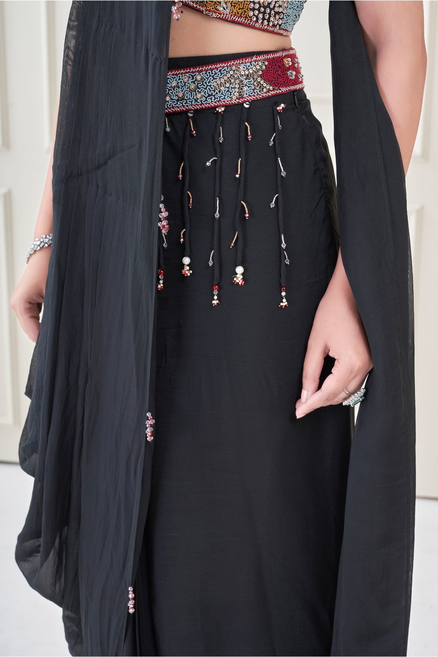 Black Heer Pre draped saree set