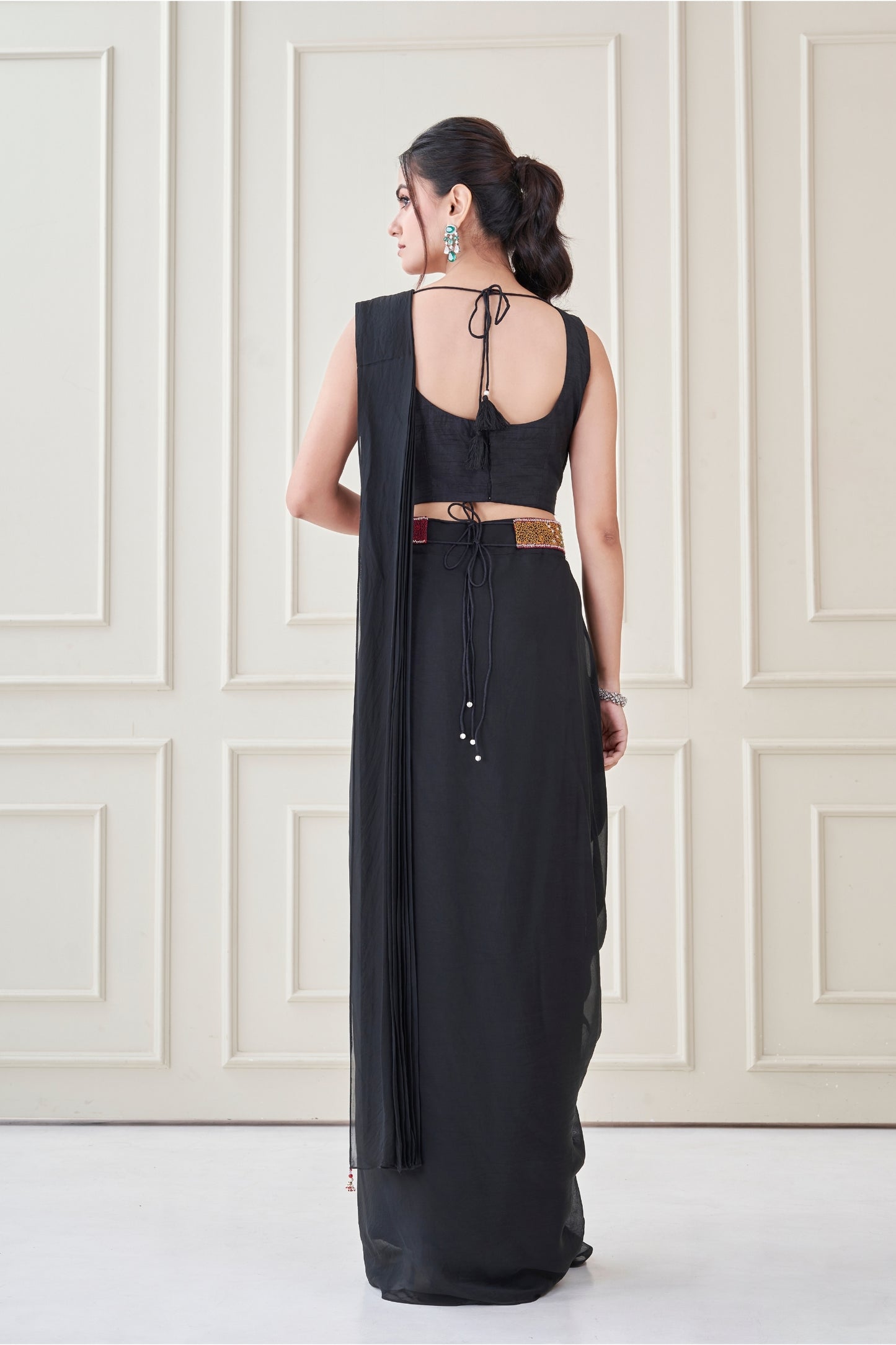 Black Heer Pre draped saree set