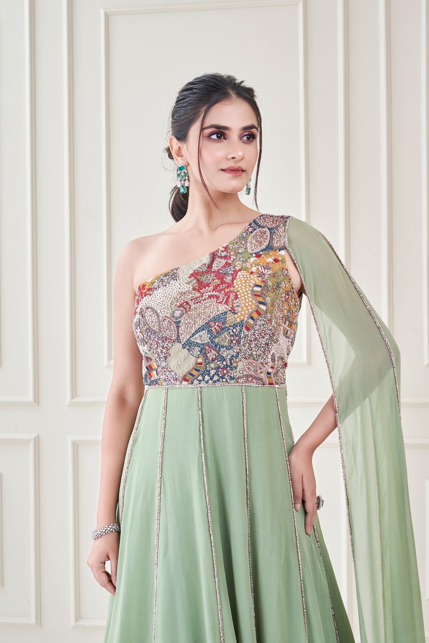 Sap Green Ember Gown