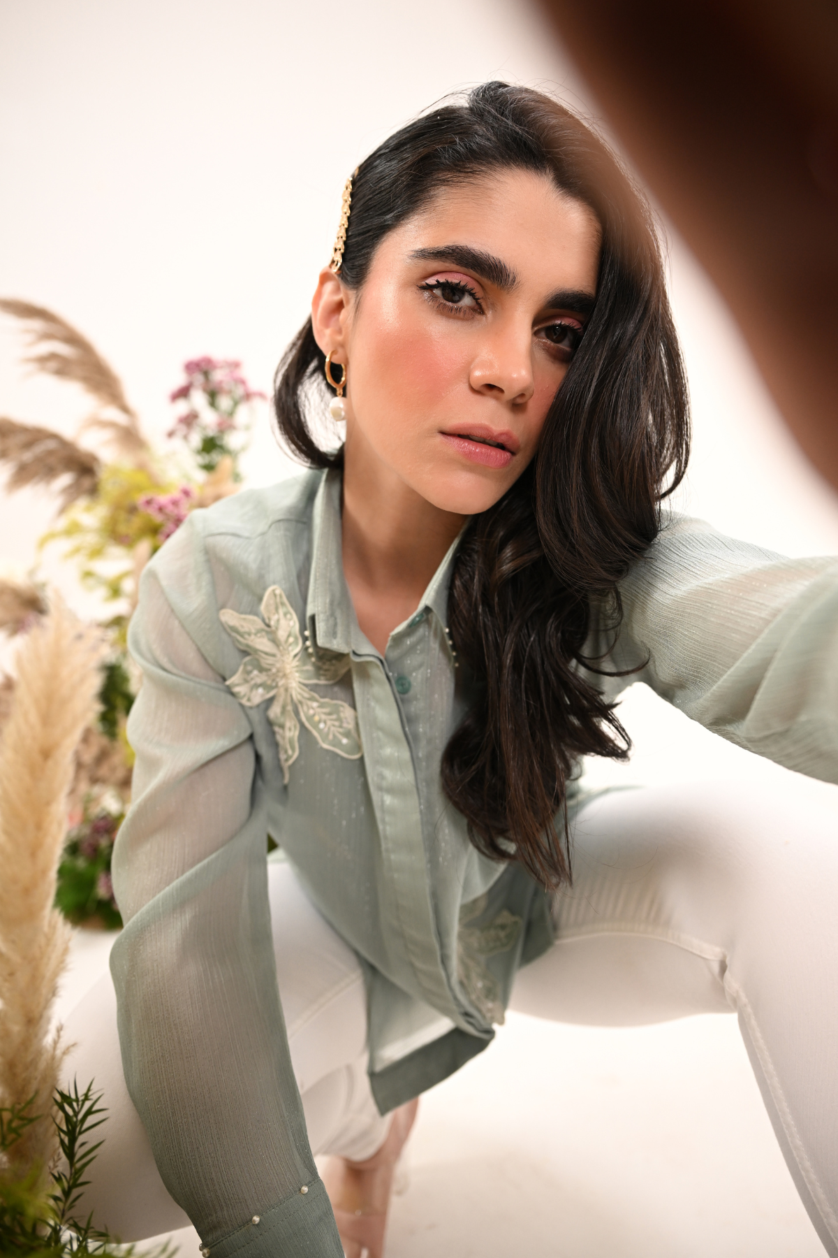 Ice Blue Chiffon Shirt