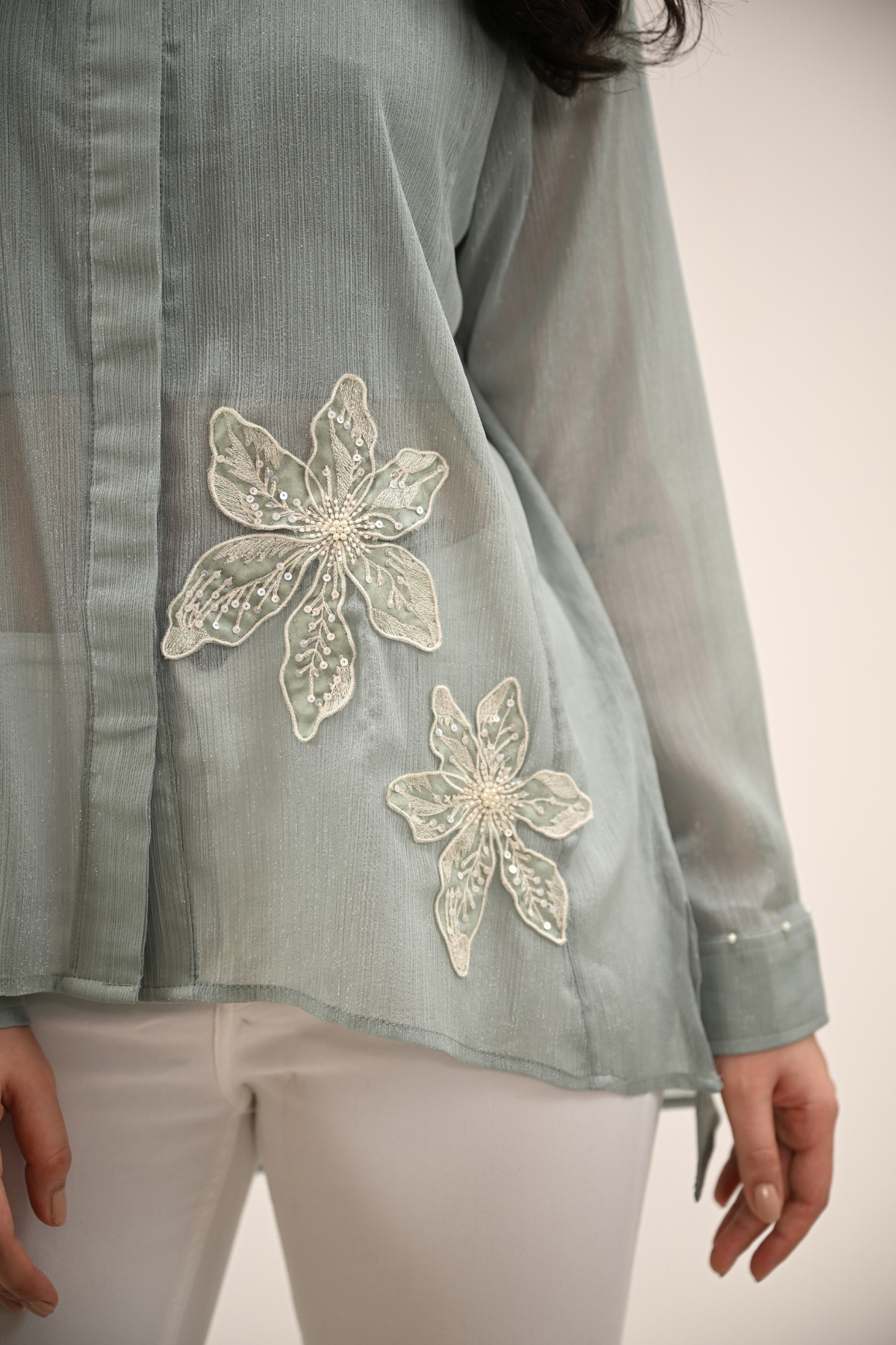 Ice Blue Chiffon Shirt