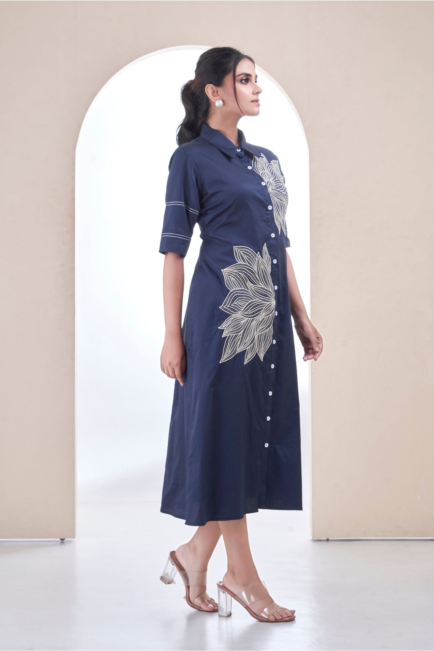 Indigo Bloom Shirt dress
