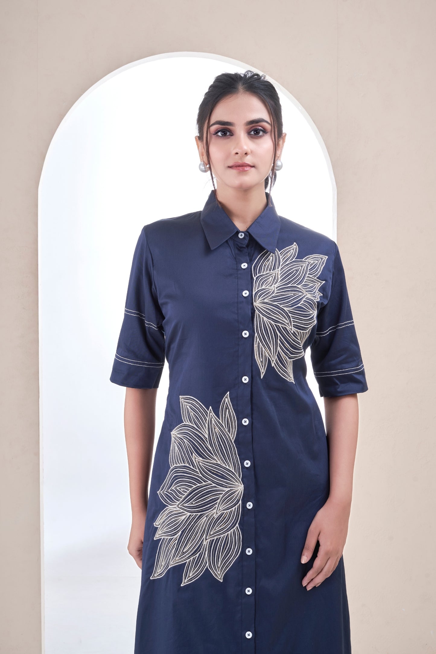 Indigo Bloom Shirt dress