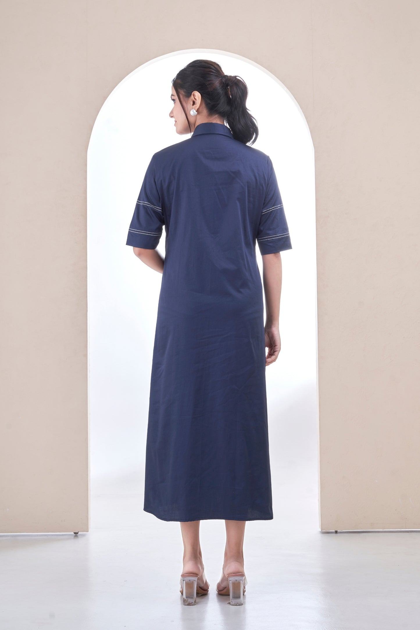 Indigo Bloom Shirt dress
