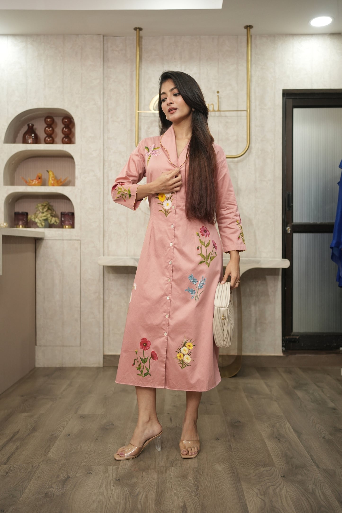 Pink Peony Shirt Dress