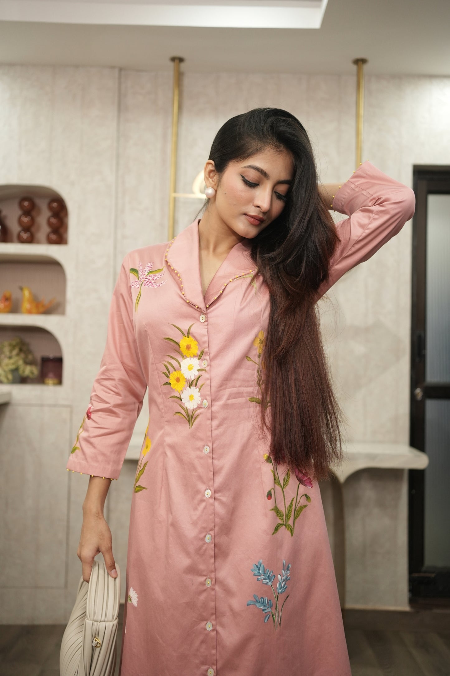 Pink Peony Shirt Dress