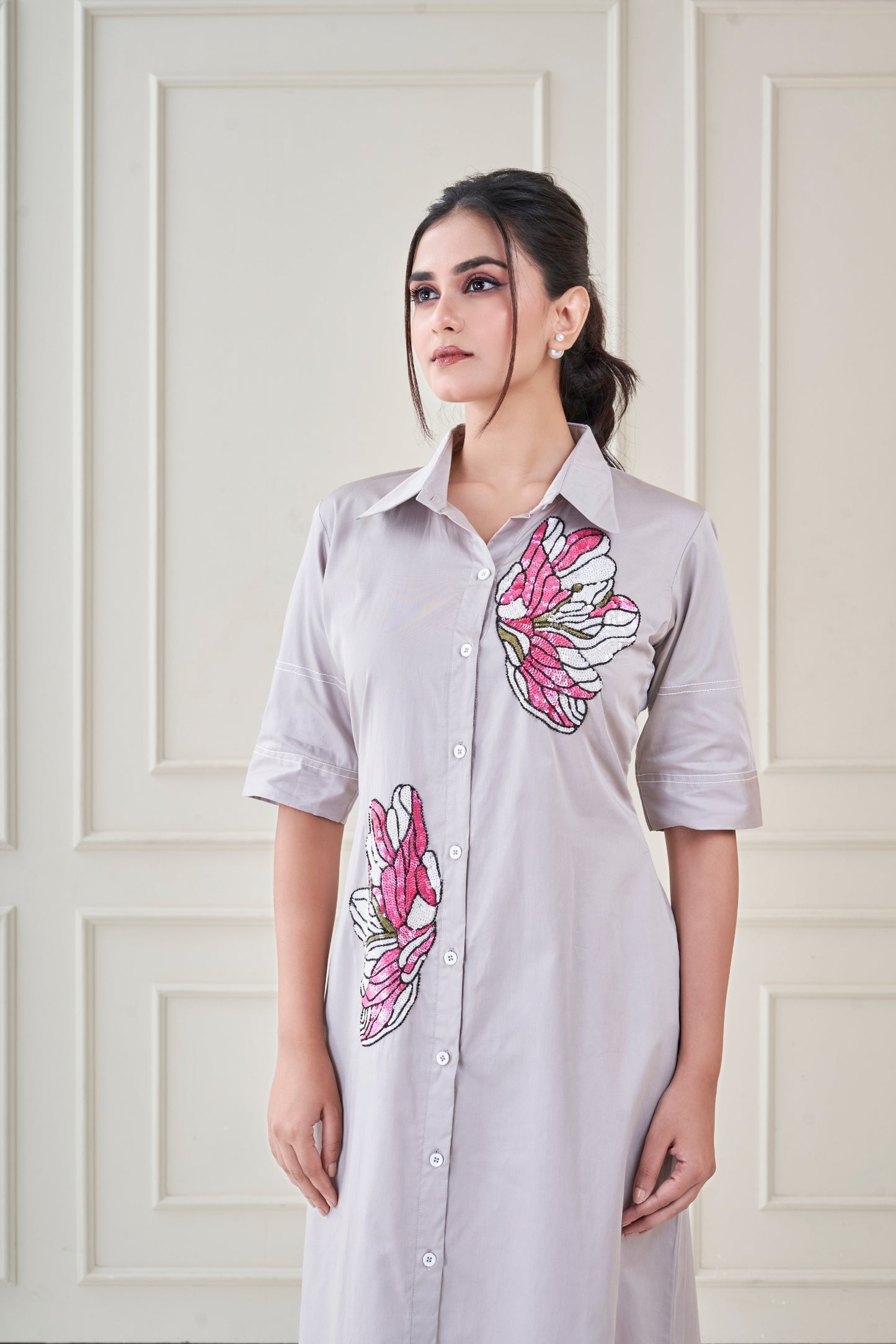 Grey Blossom Sketch Dress