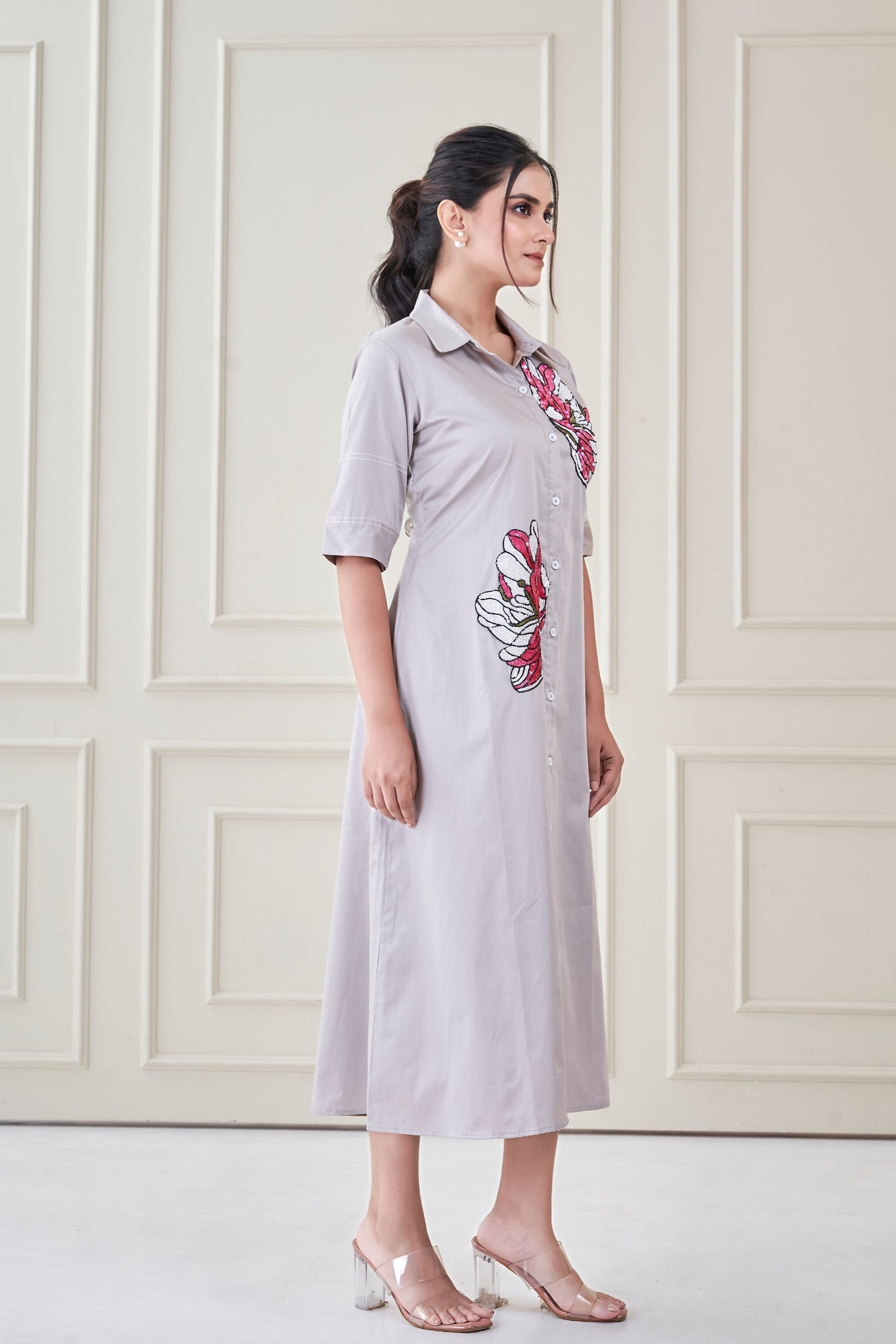 Grey Blossom Sketch Dress