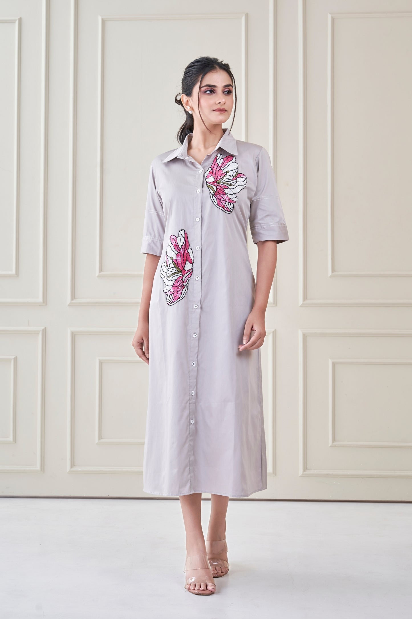 Grey Blossom Sketch Dress