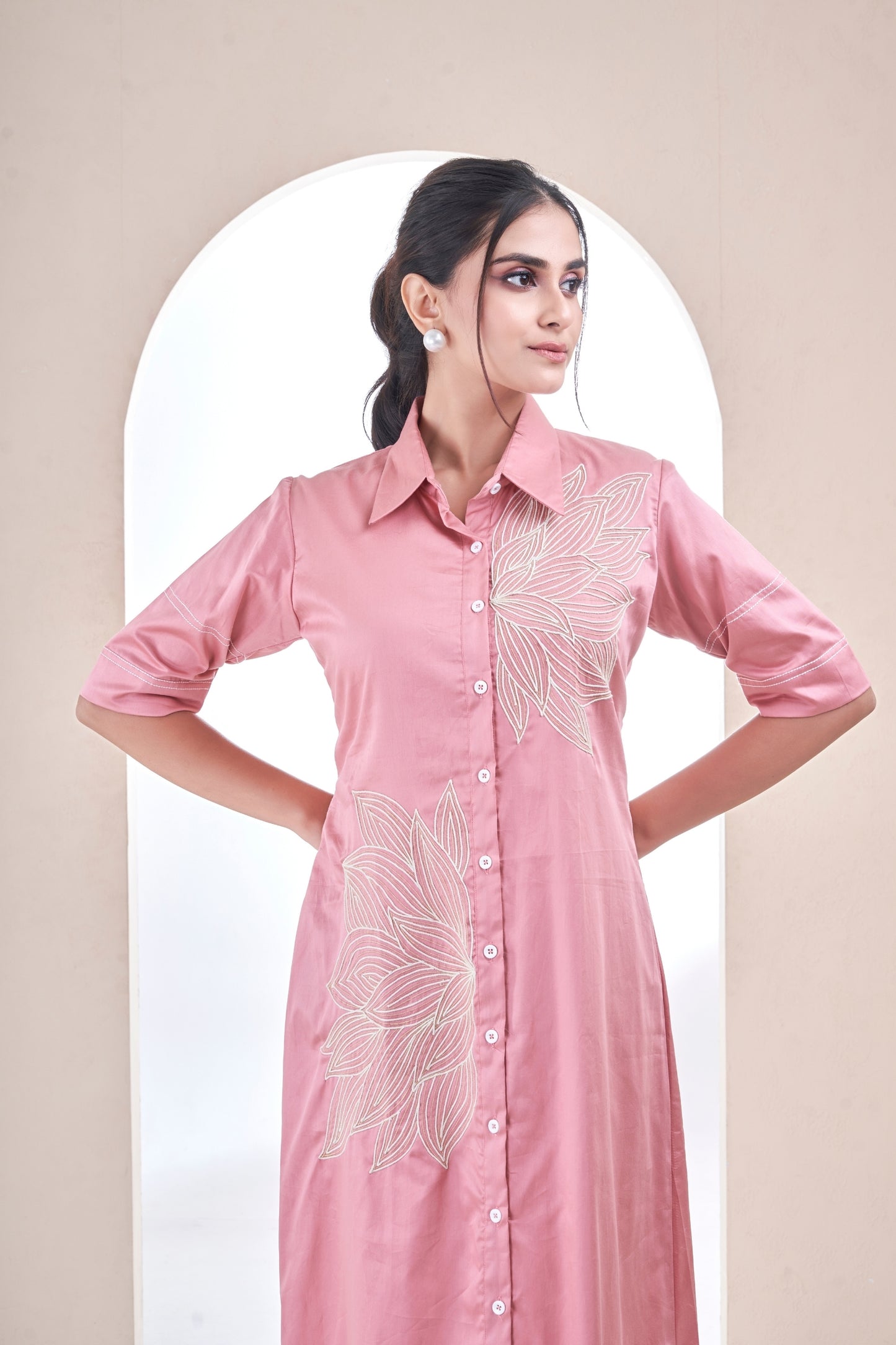 Pink Bloom Shirt Dress