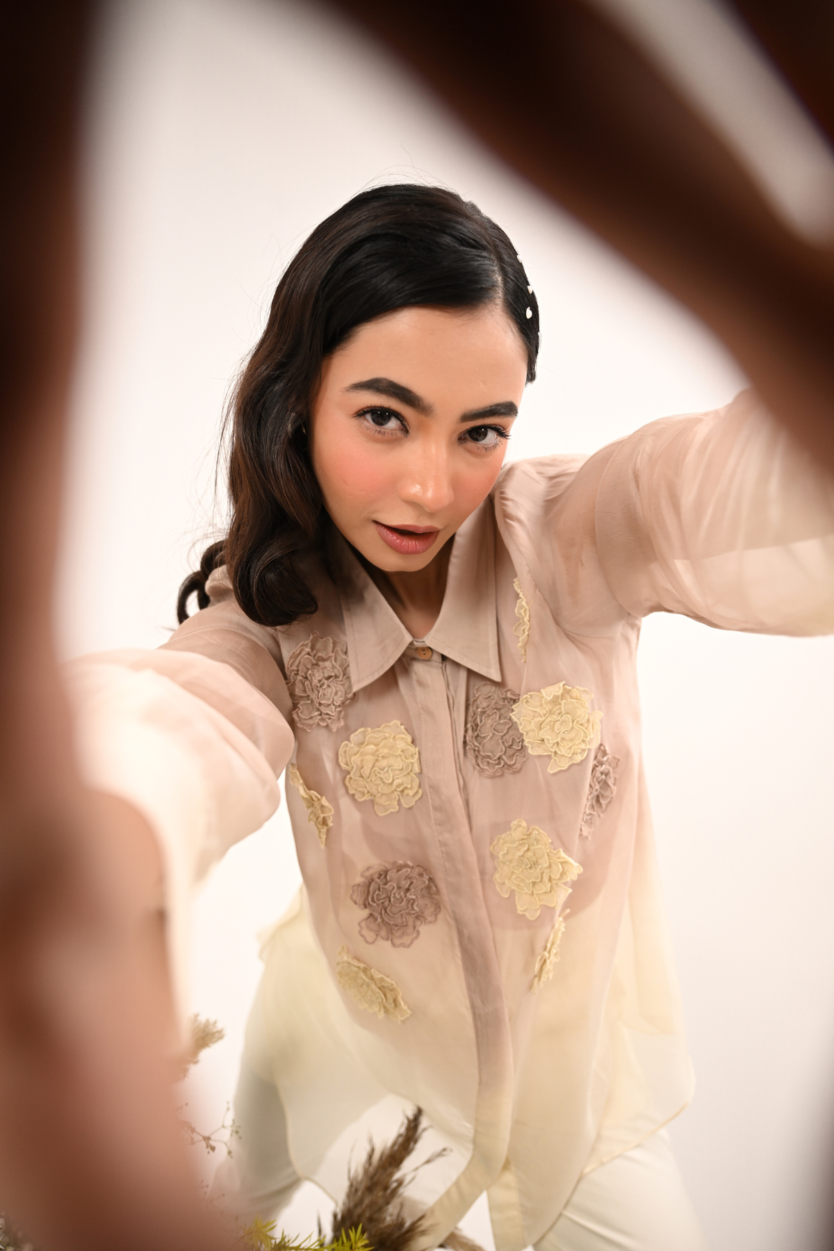 Rosette Organza Shirt