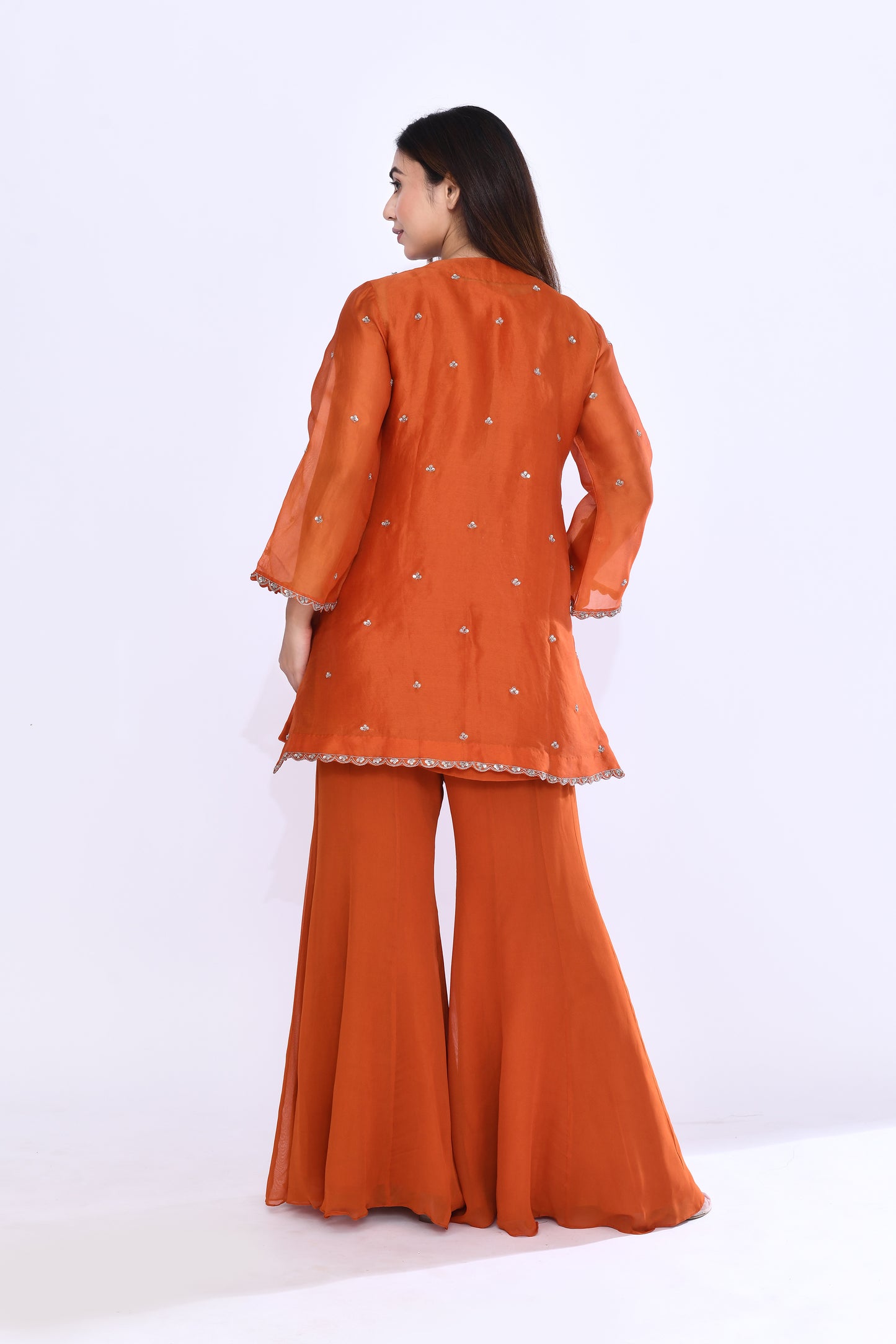 Imperial Vine Jacket Set in Sunset Orange
