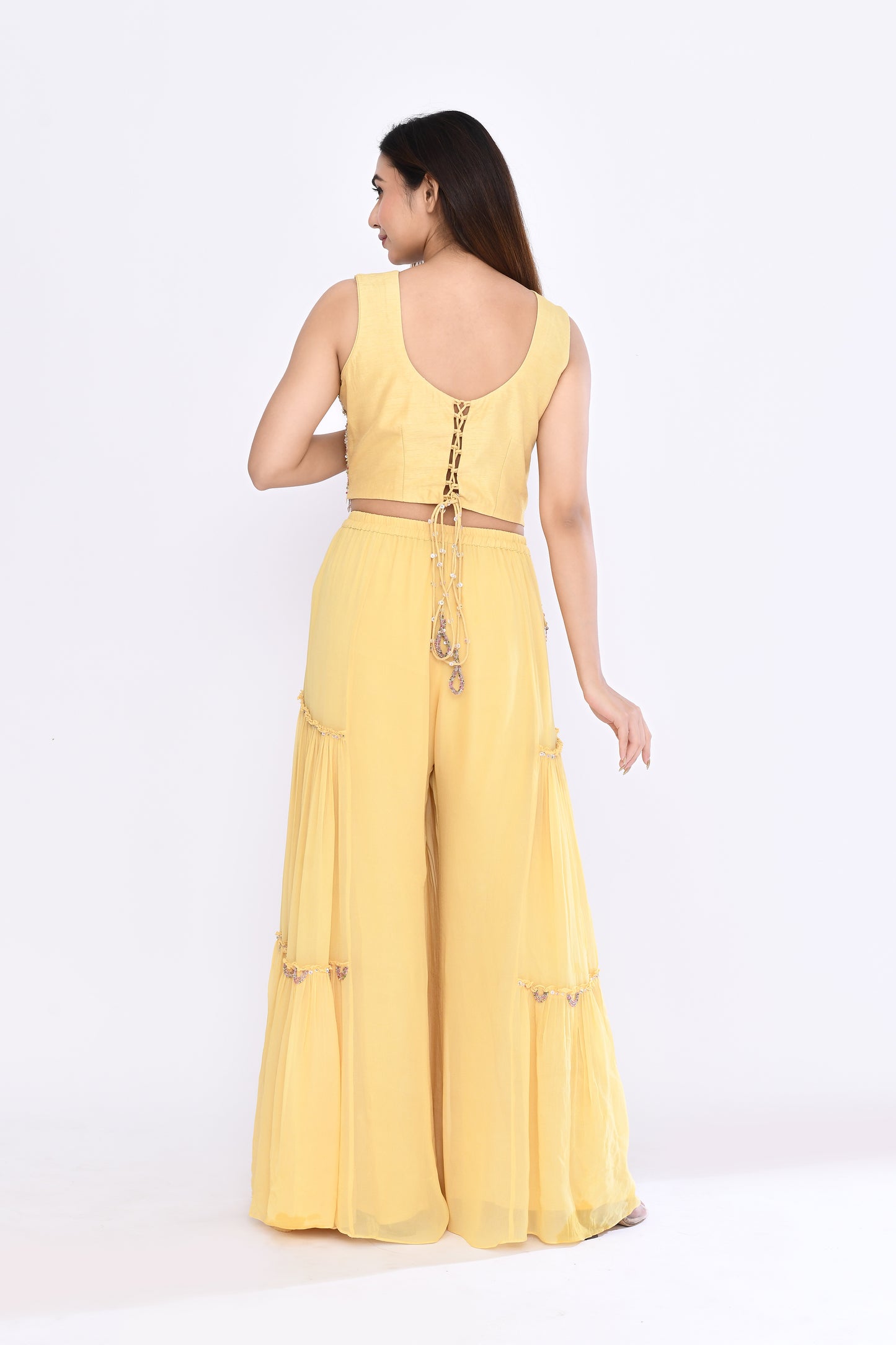 Gilded Sharara Set in Yellow