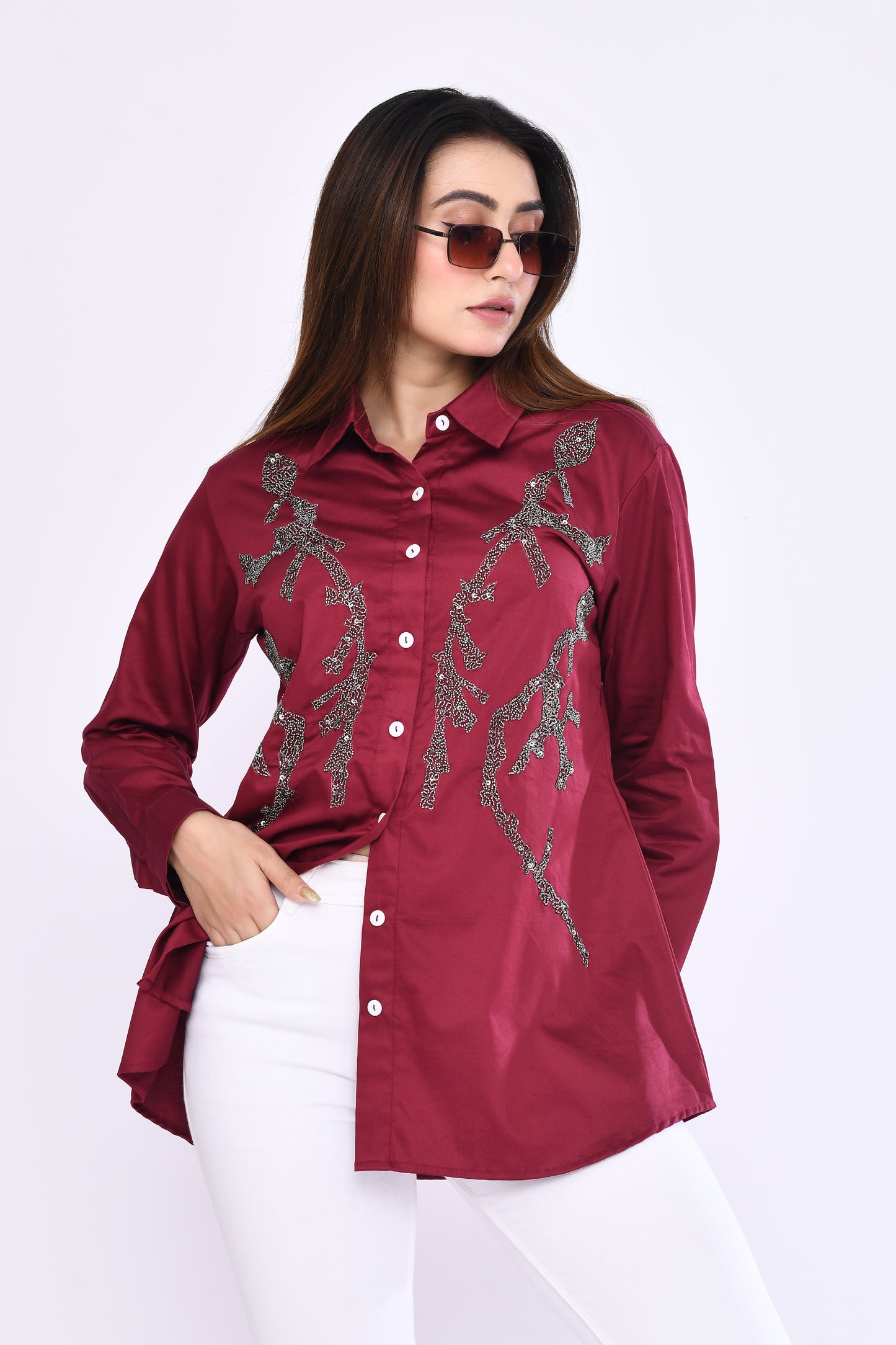 Symmetry Artisan Shirt in Maroon