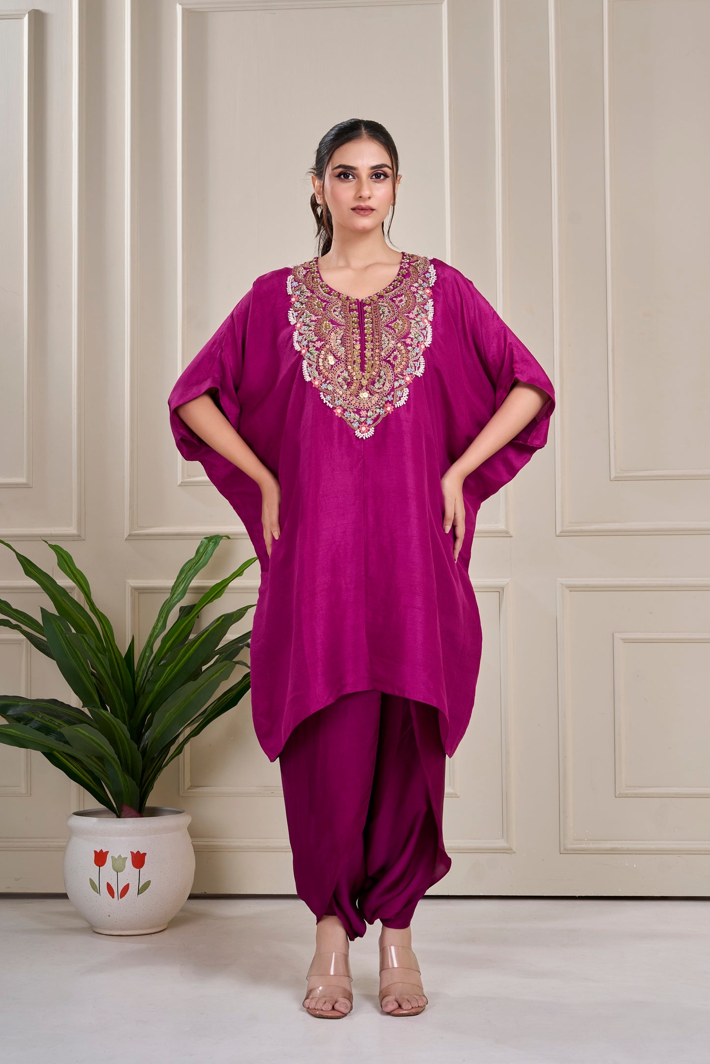 Aubergine Kaftan Set