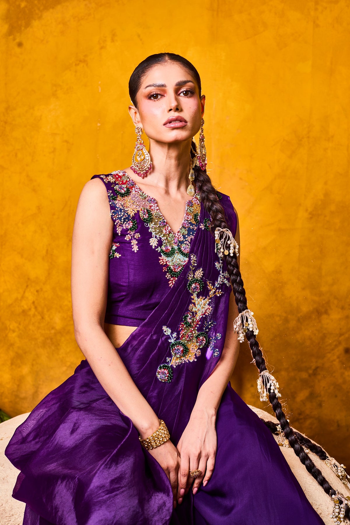 Amethyst Guldaan Saree