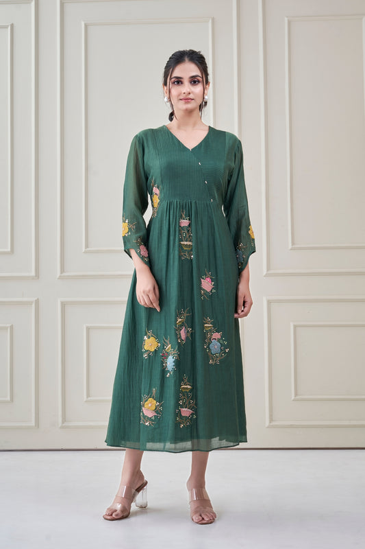 Bottle Green Fleur dress