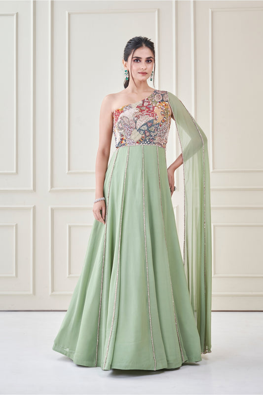 Sap Green Ember Gown