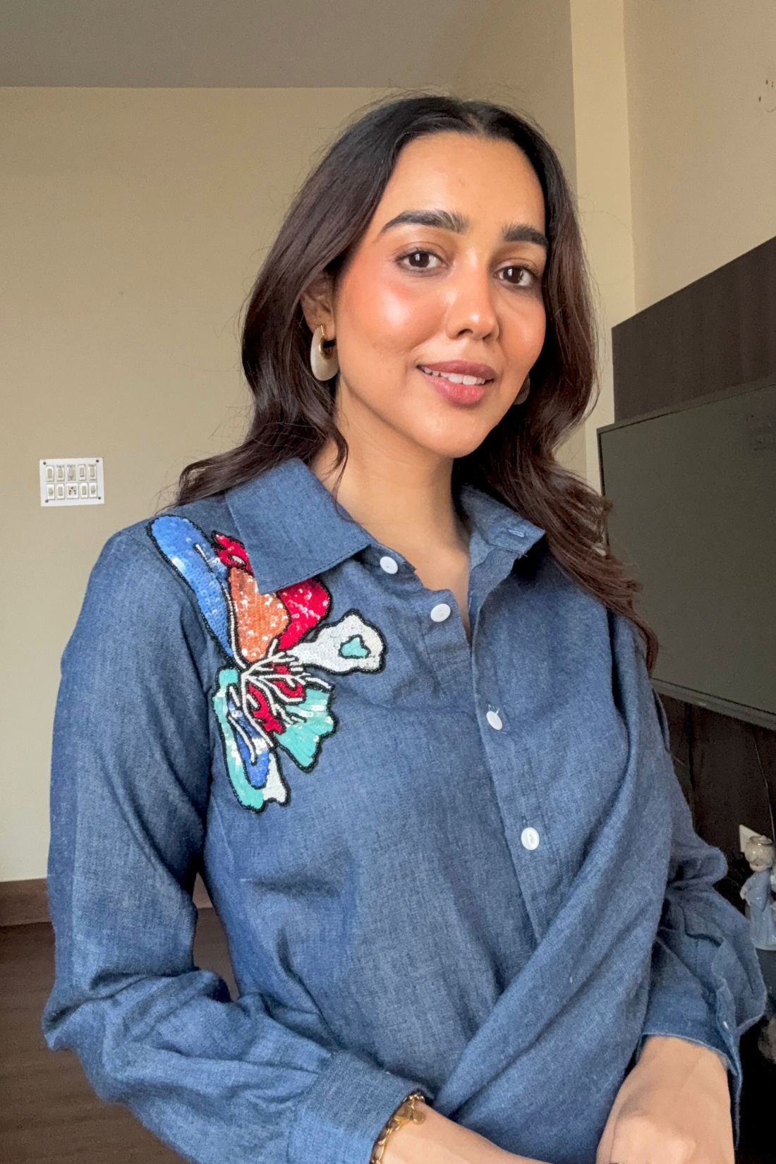 Midnight Bloom Wrap Shirt