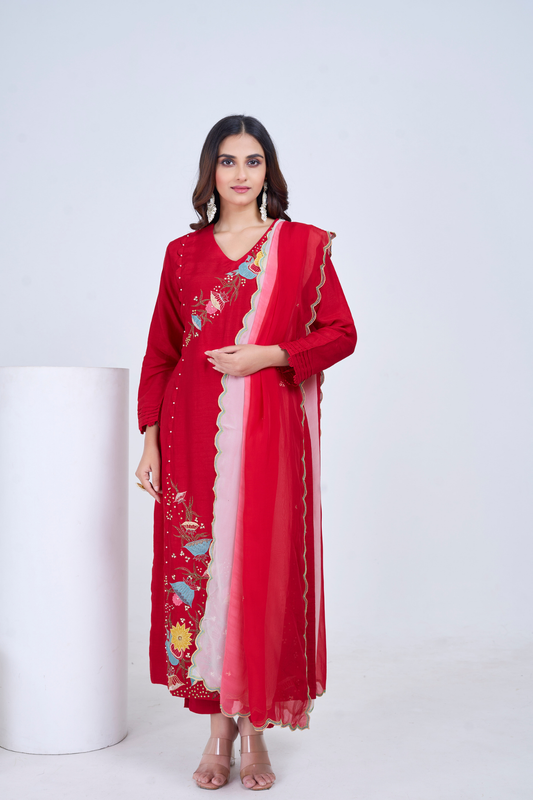 Ruby Bloom Kurta Set