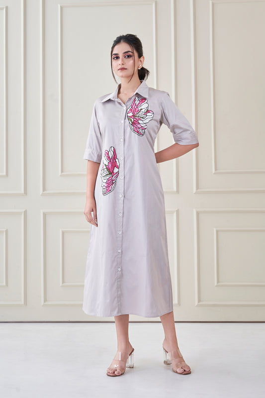 Grey Blossom Sketch Dress