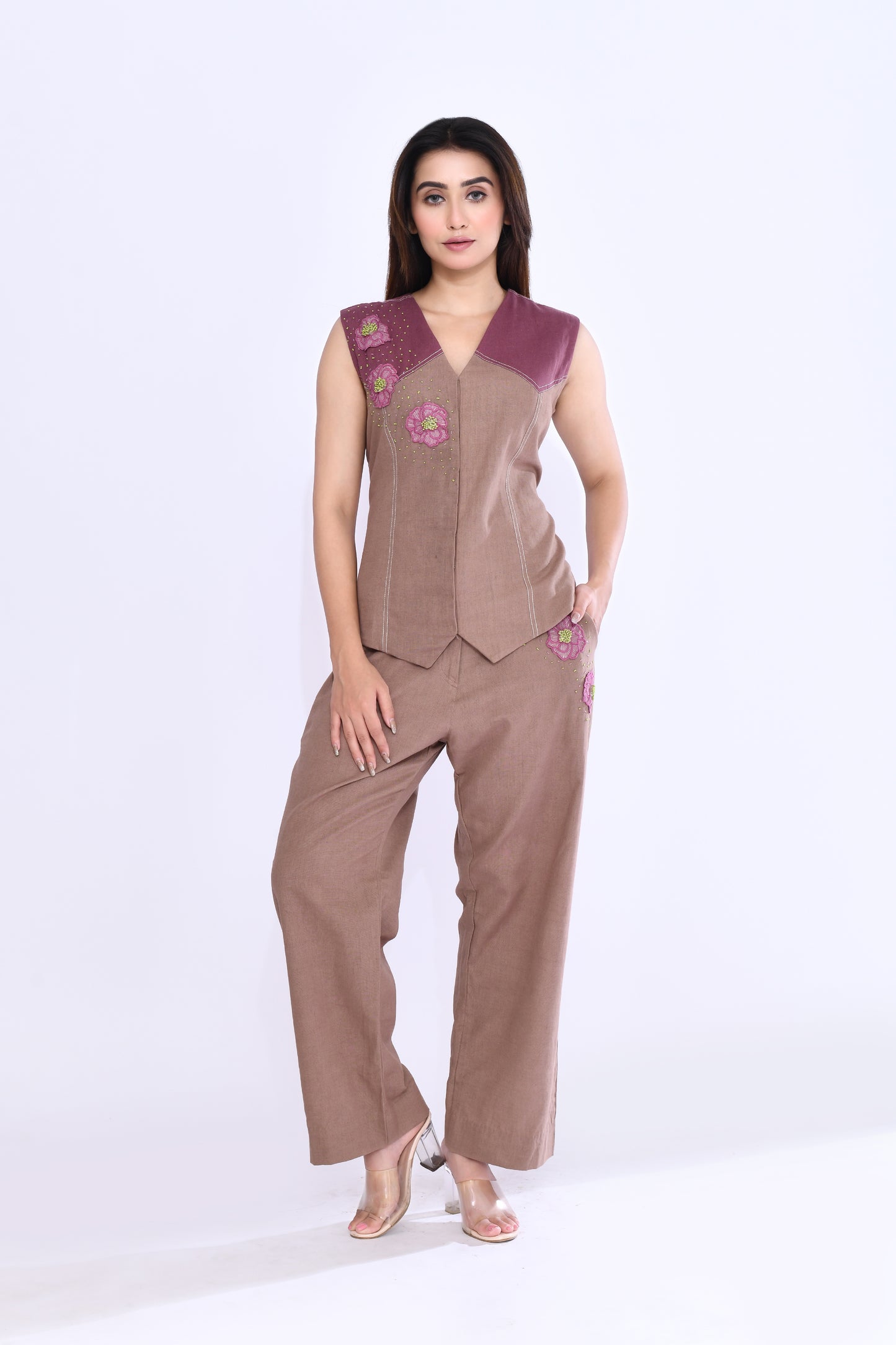 Mocha Petal Vest Set
