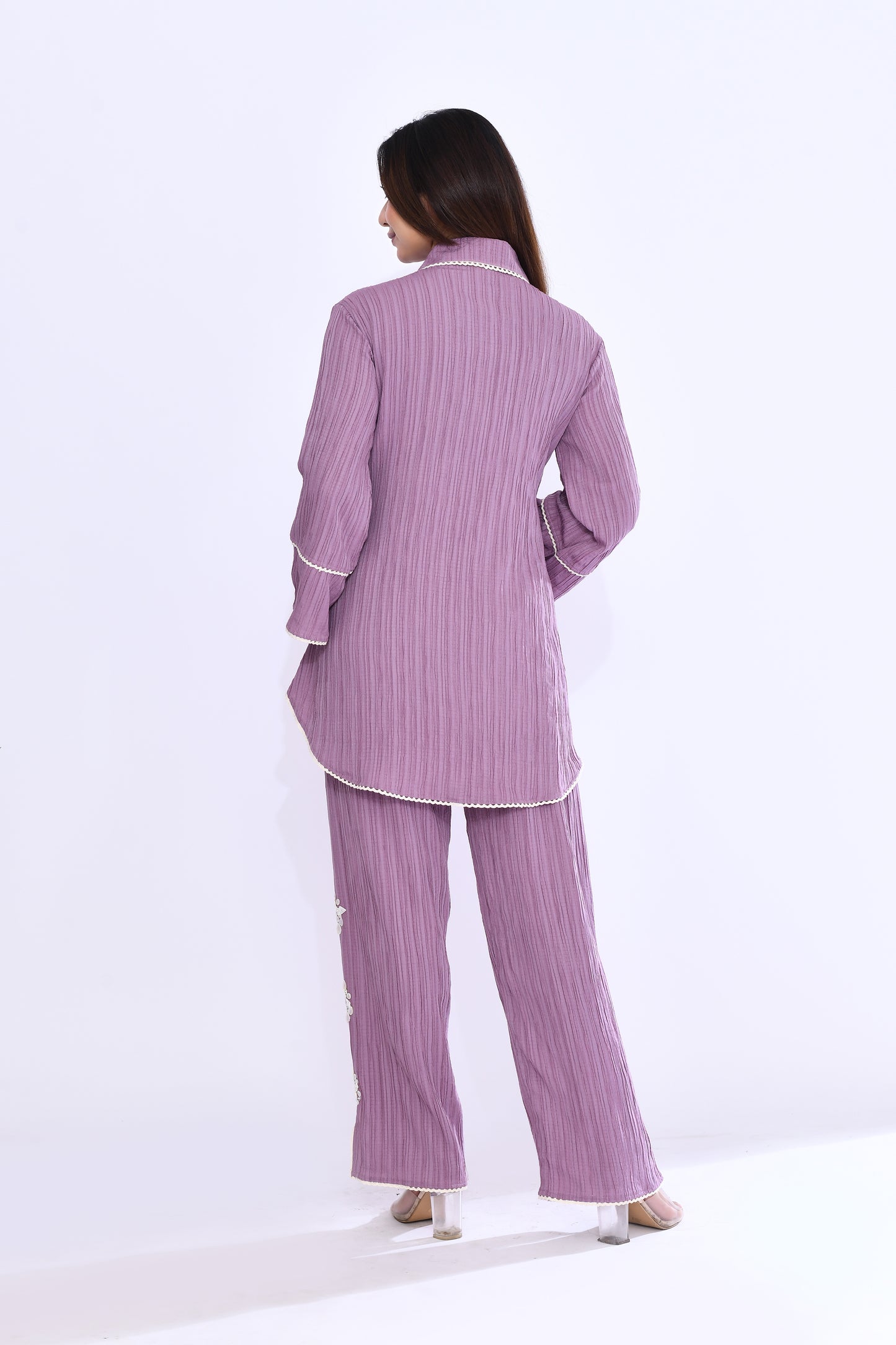 Mauve Crinkle Coord Set