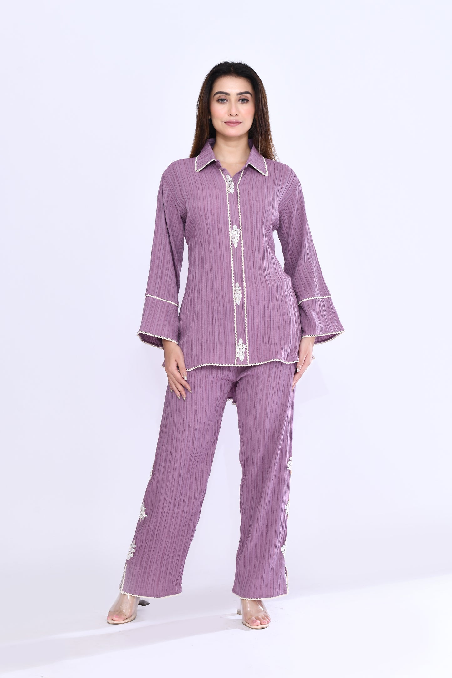 Mauve Crinkle Coord Set