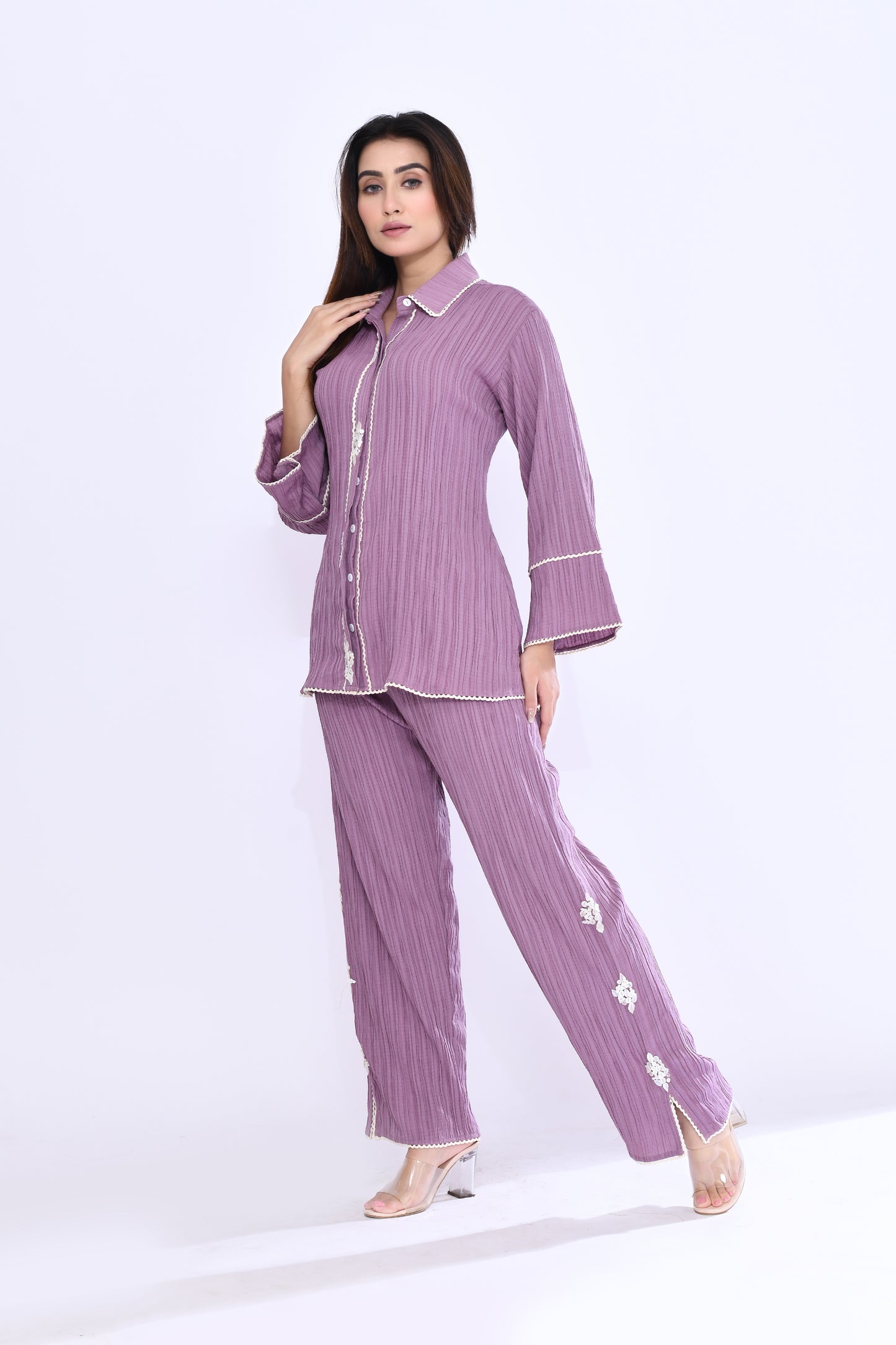 Mauve Crinkle Coord Set