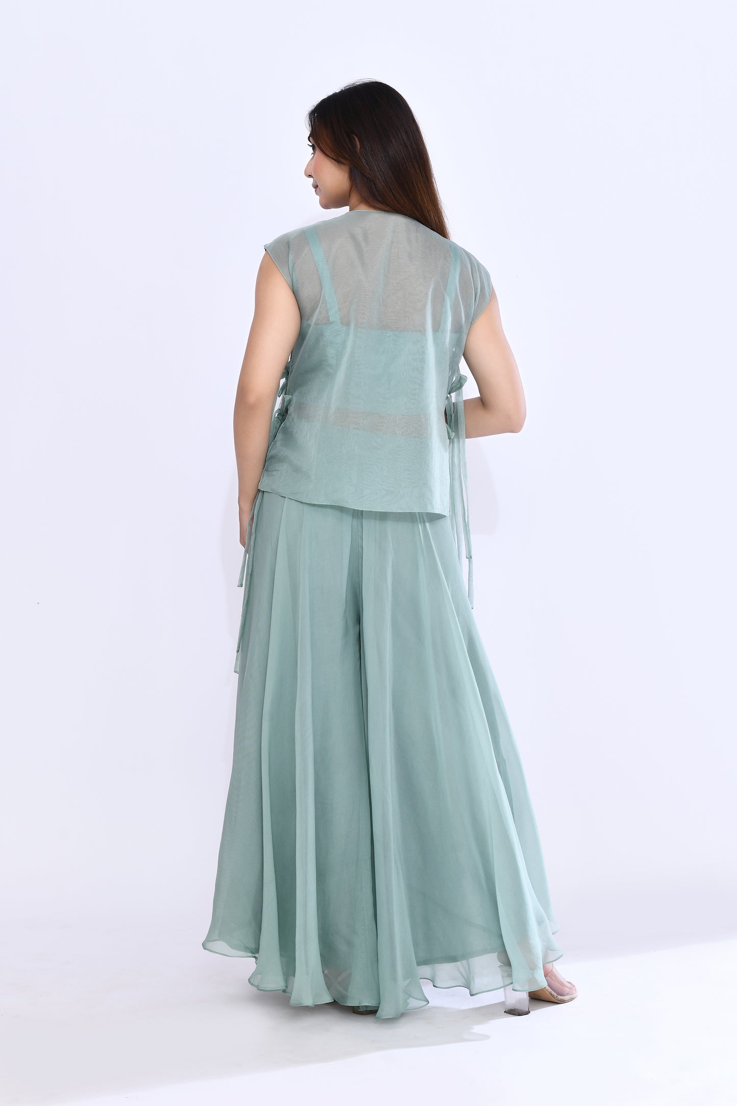 Embellished Lattice Set in Sea Green