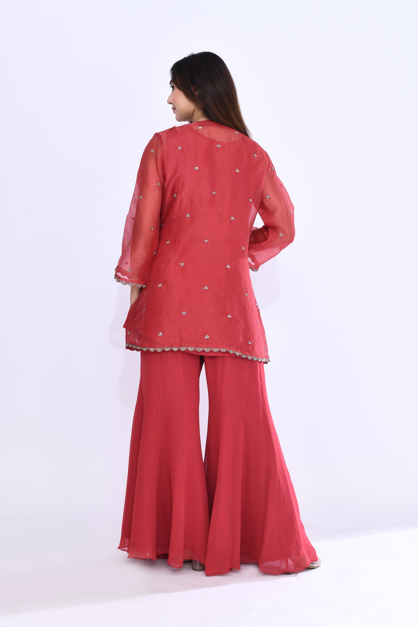 Imperial Vine Jacket Set in Brick Red