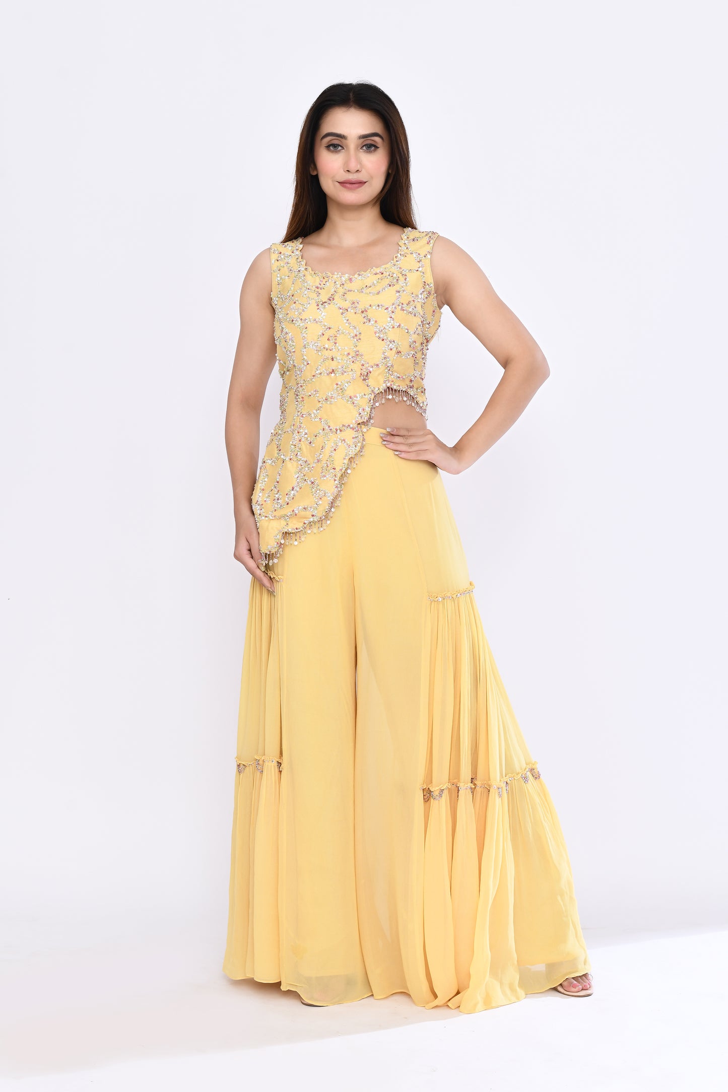 Gilded Sharara Set in Yellow