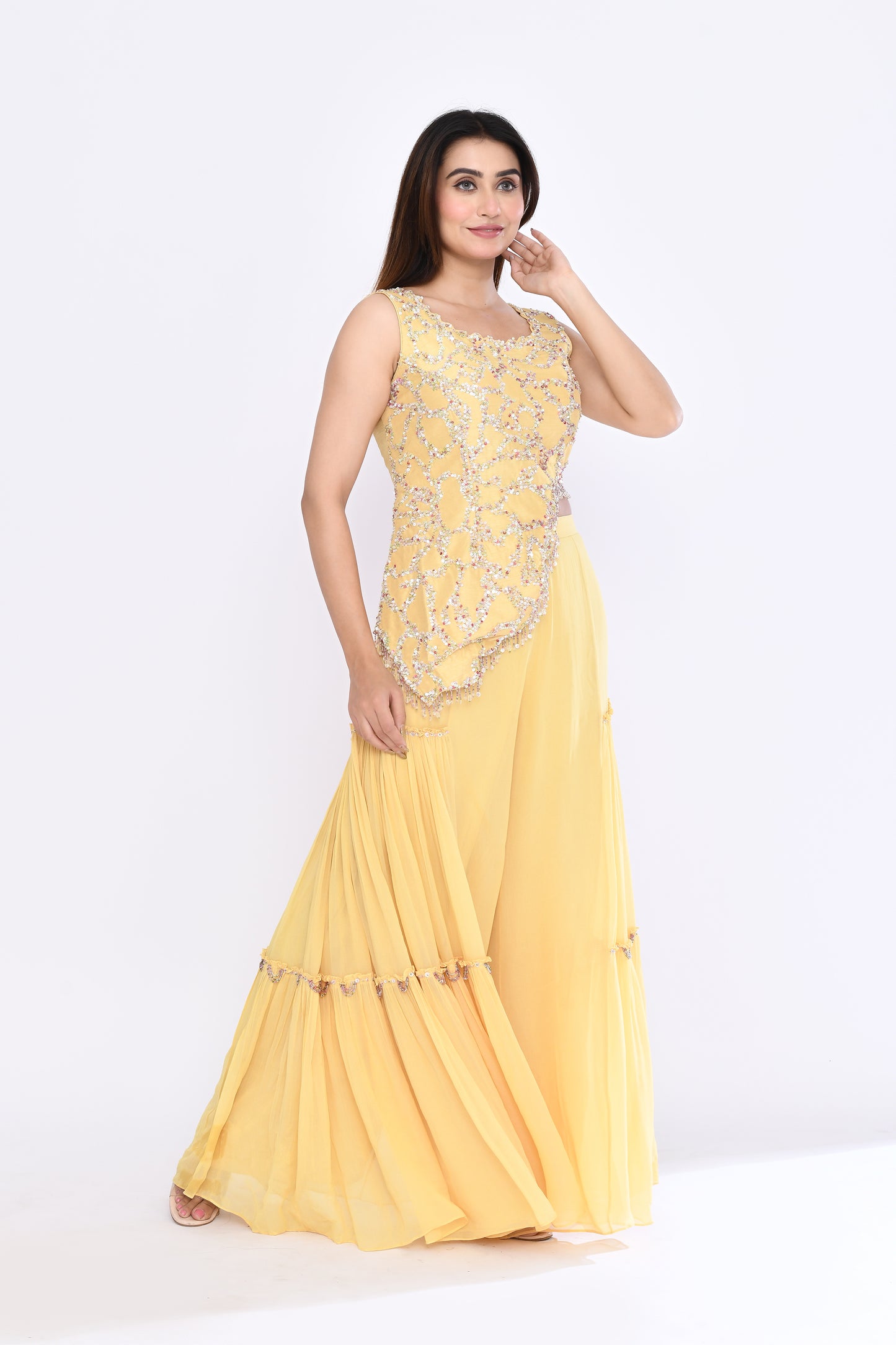Gilded Sharara Set in Yellow