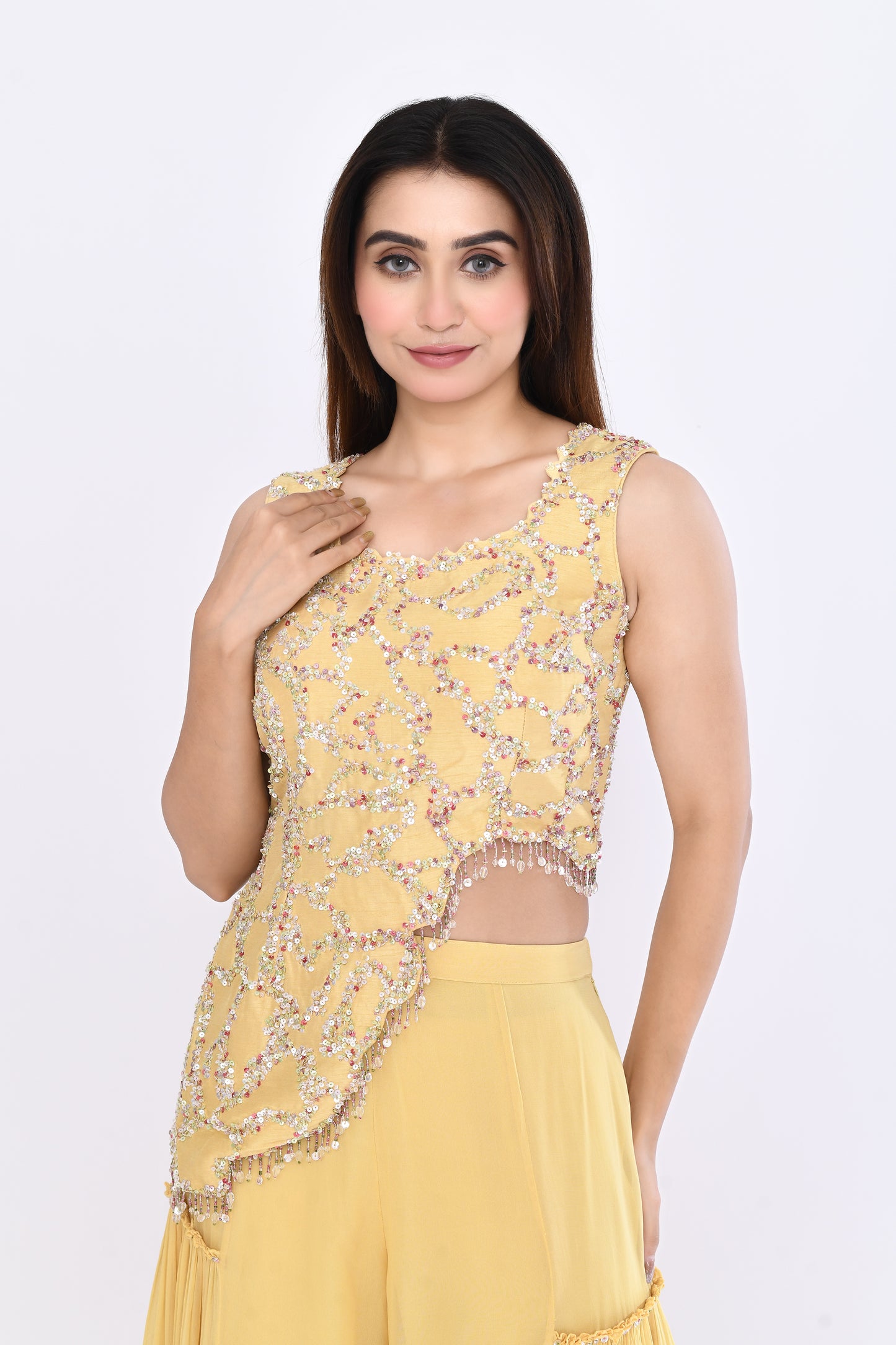 Gilded Sharara Set in Yellow