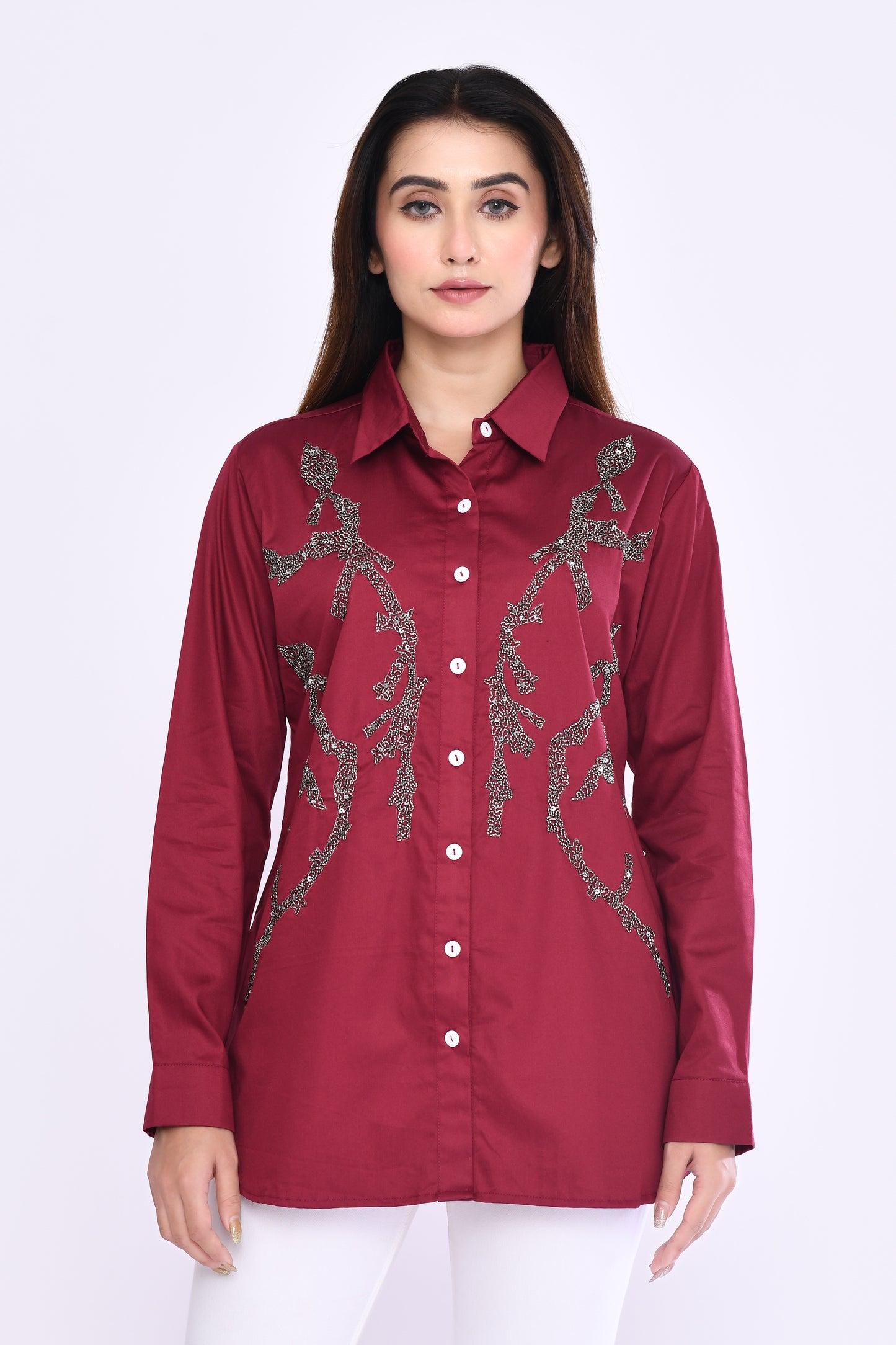Symmetry Artisan Shirt in Maroon