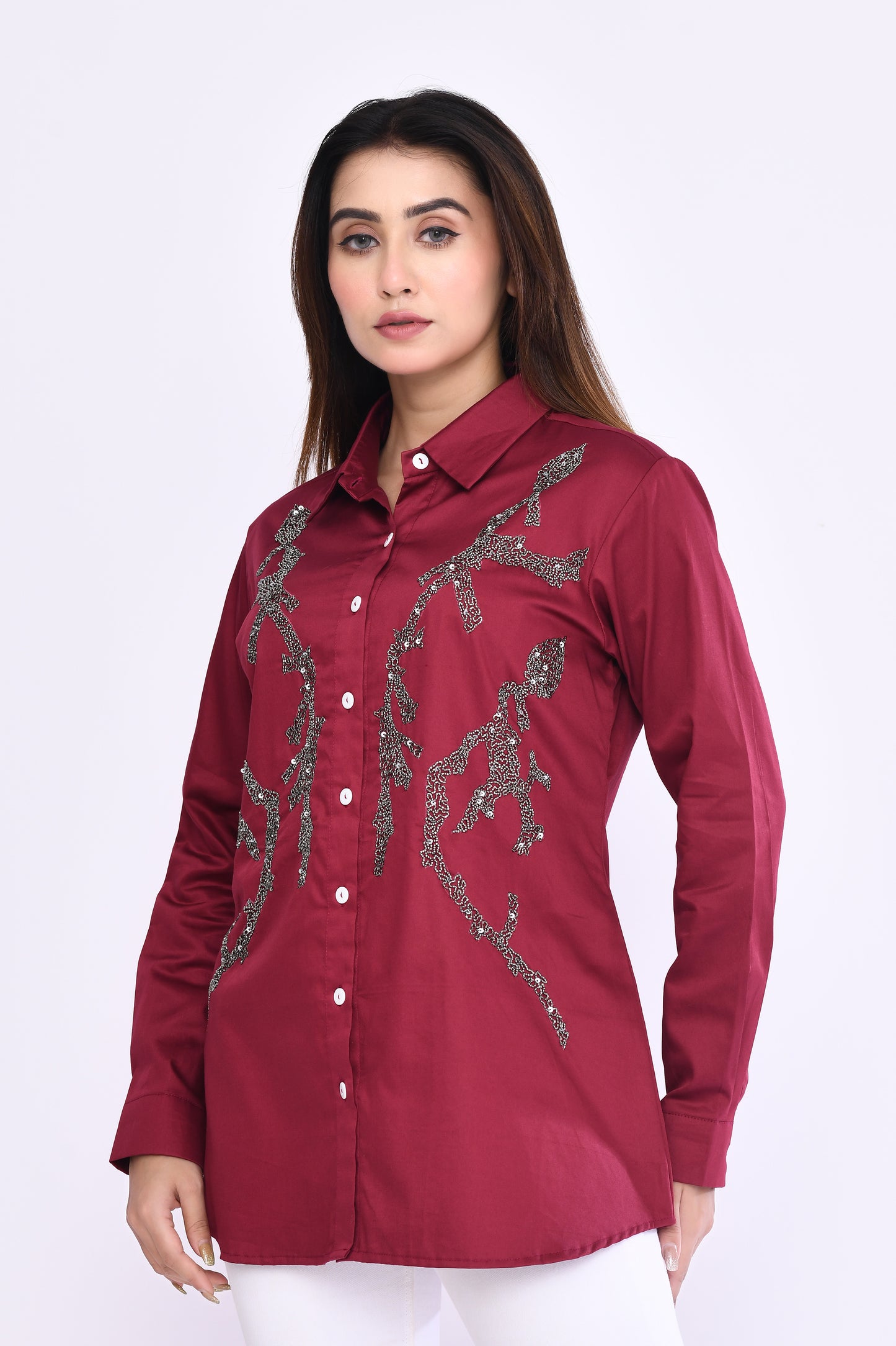 Symmetry Artisan Shirt in Maroon