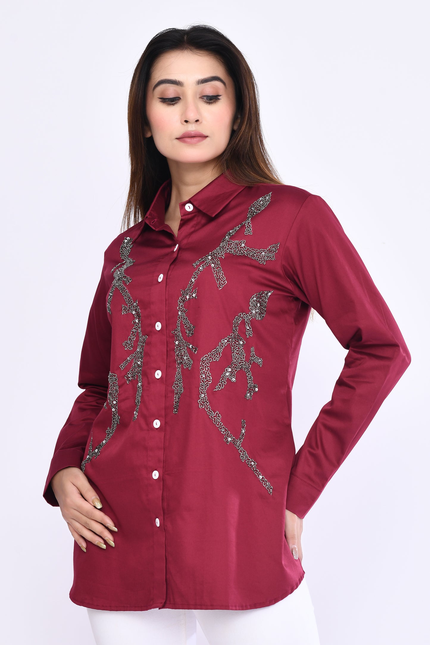 Symmetry Artisan Shirt in Maroon