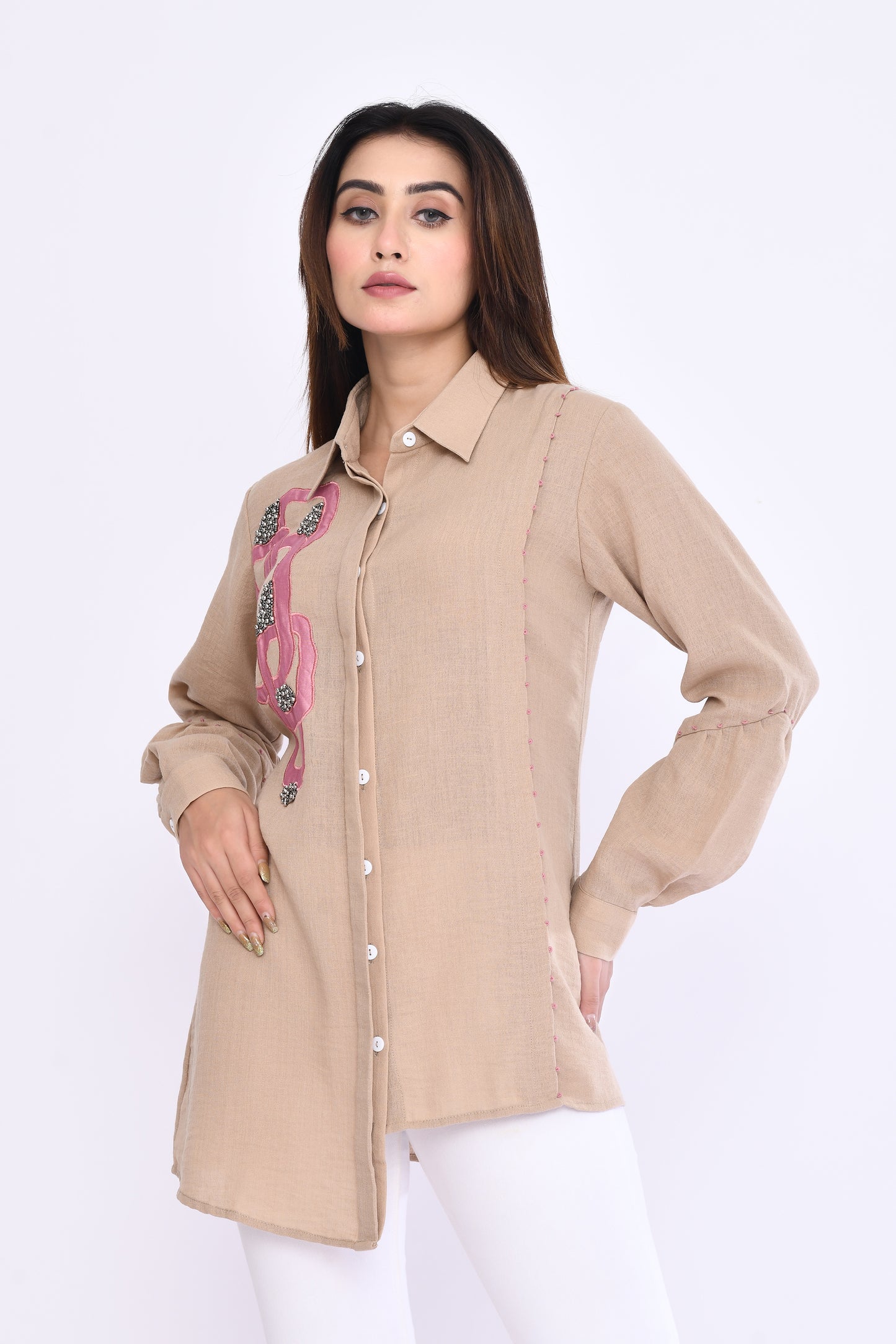 Petal Crest Shirt in Beige