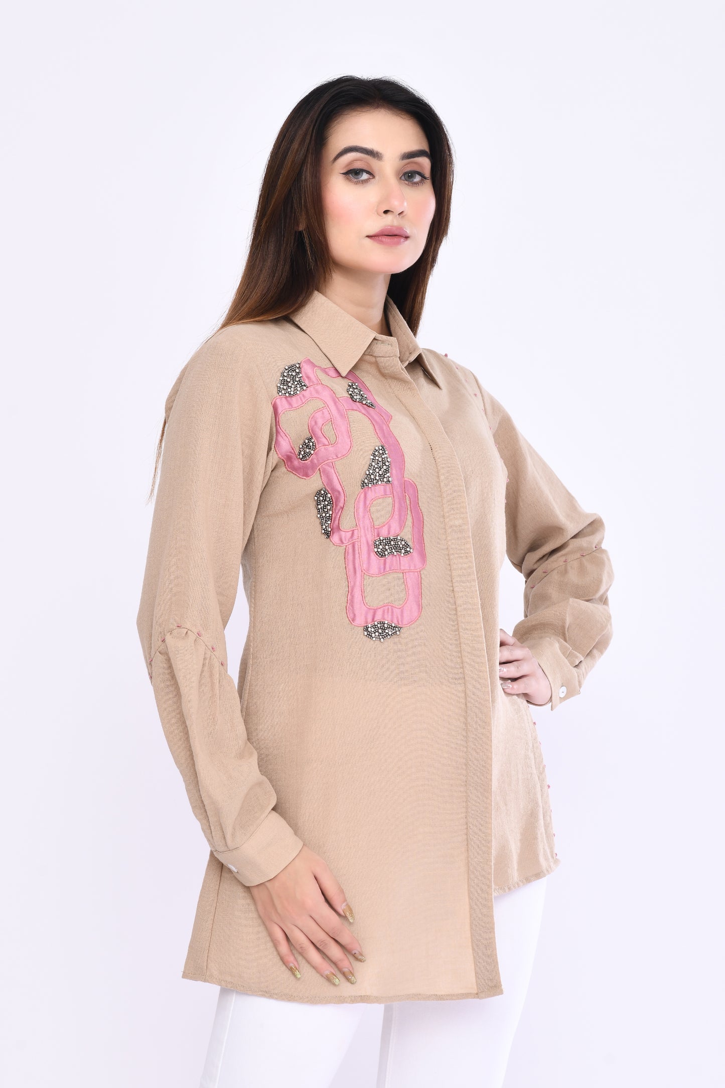 Petal Crest Shirt in Beige