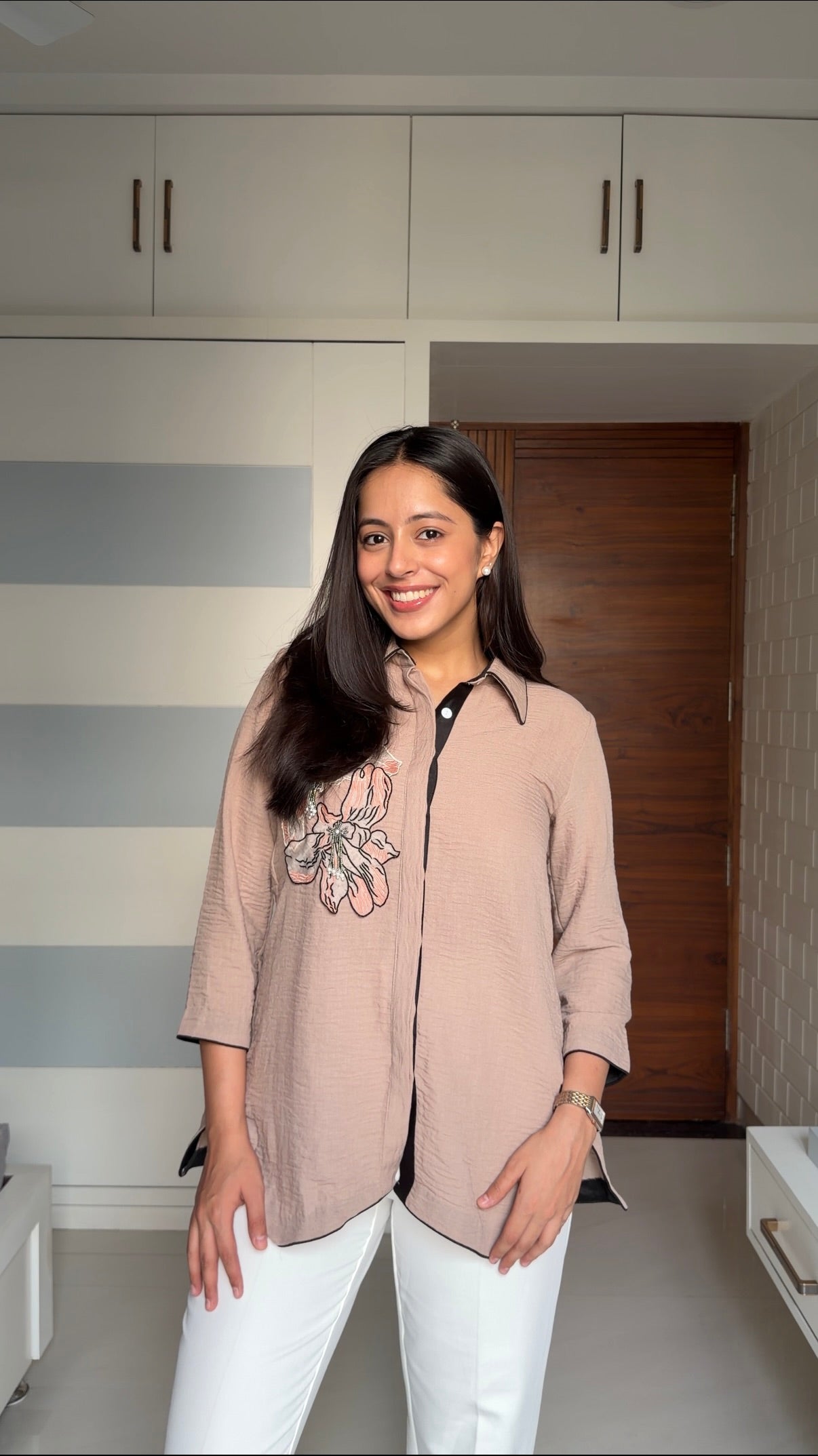 Petal Crest Shirt in Beige