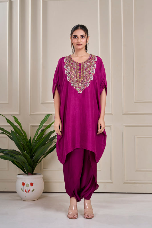 Aubergine Kaftan Set