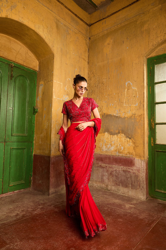 Scarlet Veil Saree
