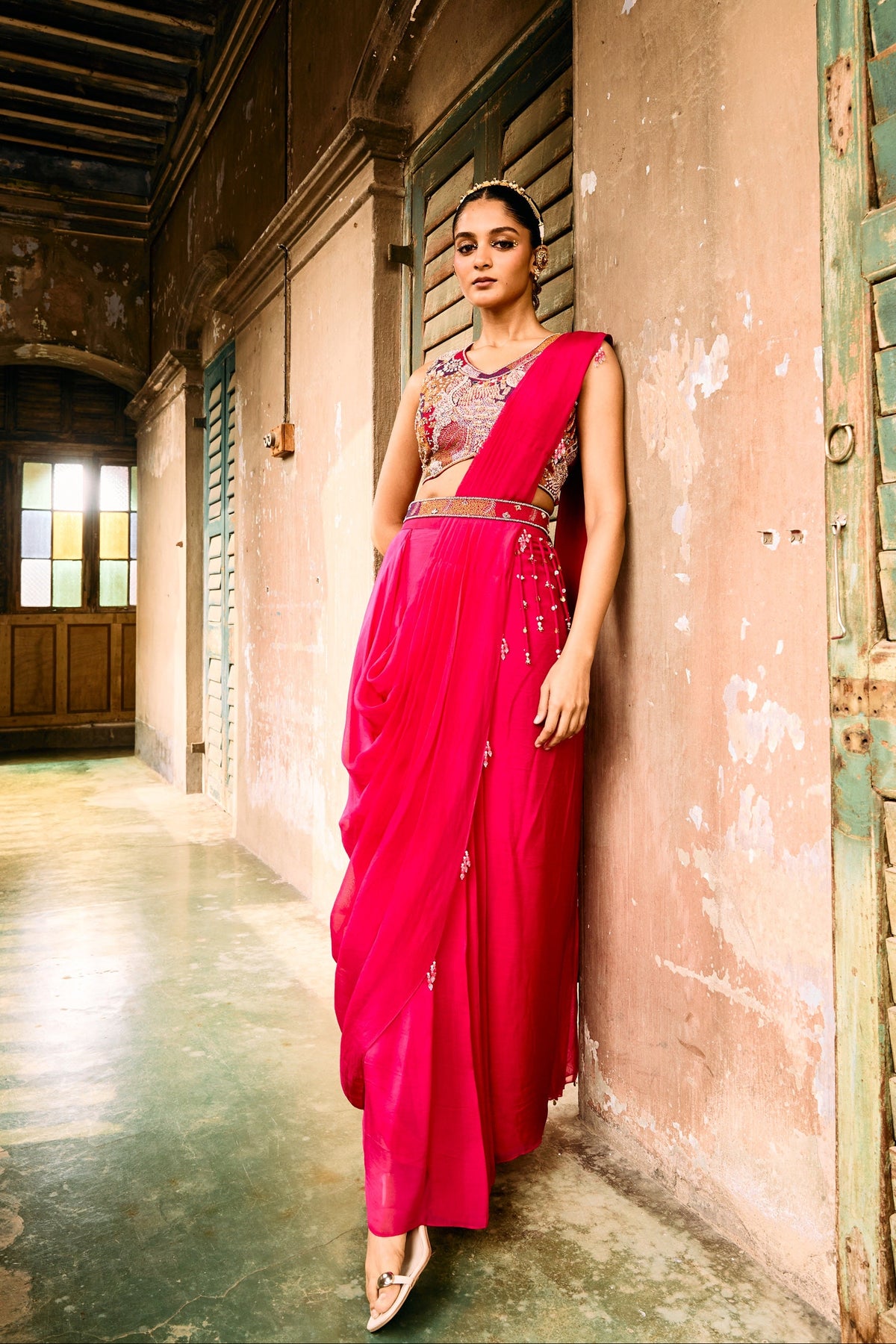 Heer Rani Rani Pink Heer Saree Set – Ojasvini Label