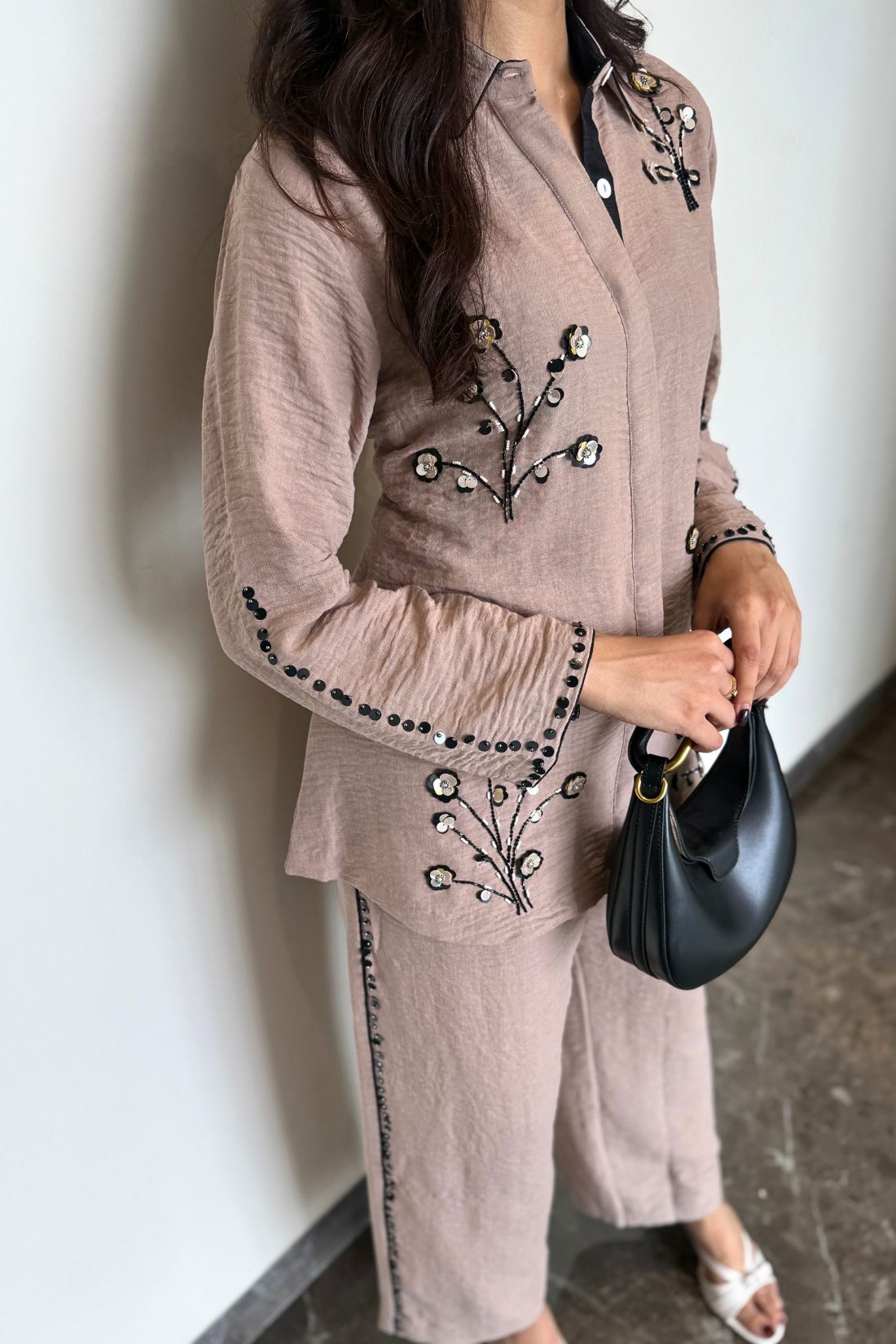 Beige Flora Coord Set